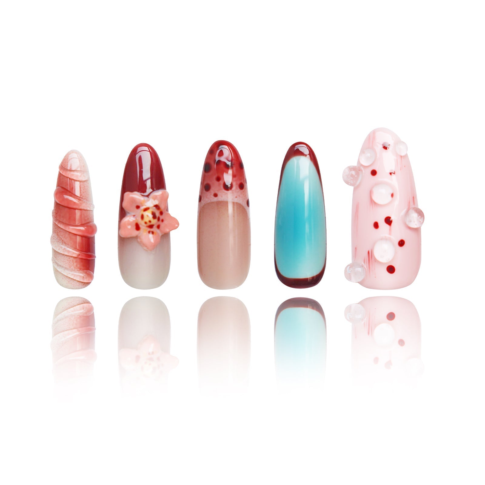 Siva Nail, Whimsical Bloom, Artistic Floral, Unghie pressate fatte a mano