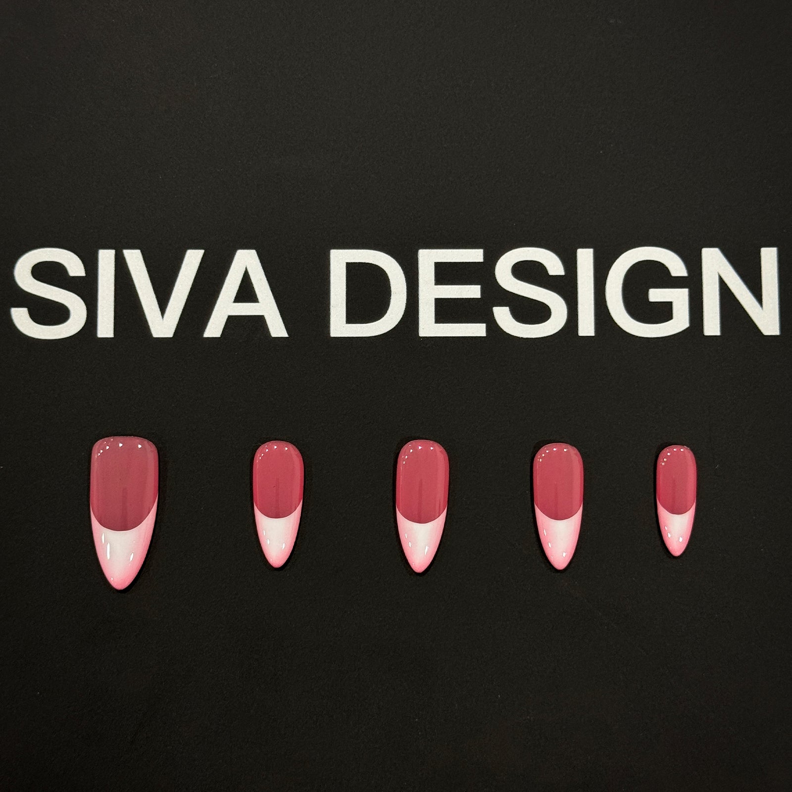 Siva Nail, Lunar Shee (Rosa), Stile Francese, Unghie Press on Fatte a Mano