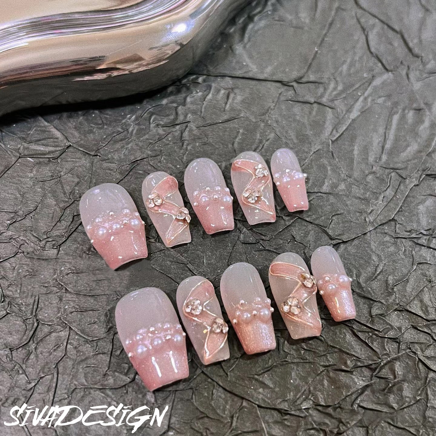 Siva Nail, Sunset Radiance, Classy Charm, Handmade Press on Nails