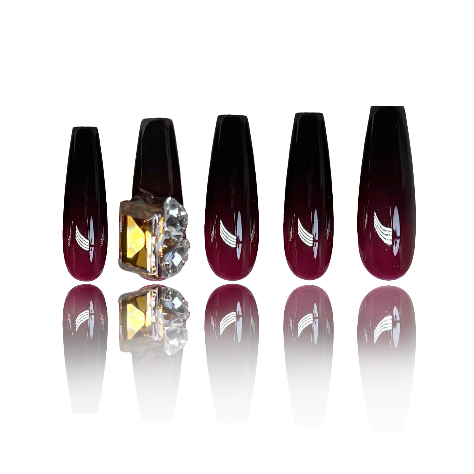 Siva Nail, Regal Wine Drip, Luxurious Winter Ombre Handmade Press on Nails