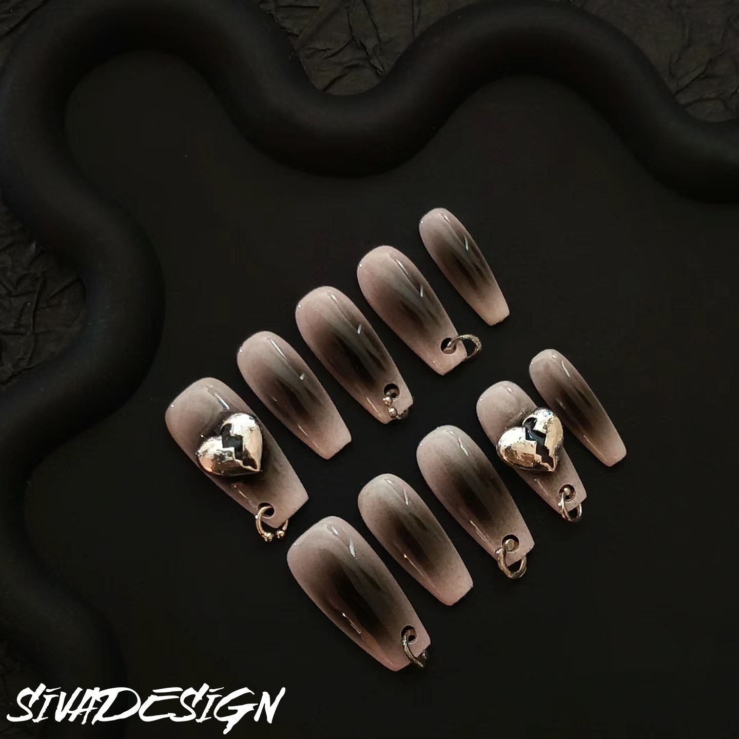 Siva Nail, Corner, Glam Style, unghie pressate fatte a mano