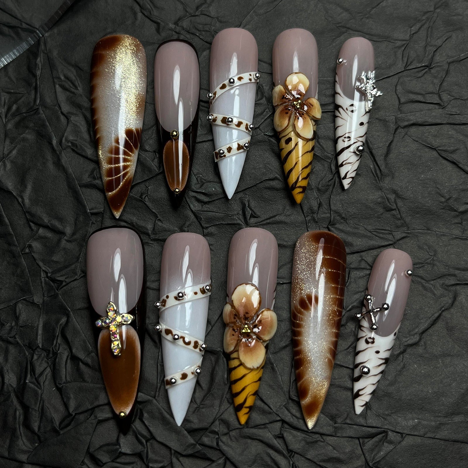 Siva Nail, Desert Bloom, Exotic Chic, unghie finte fatte a mano