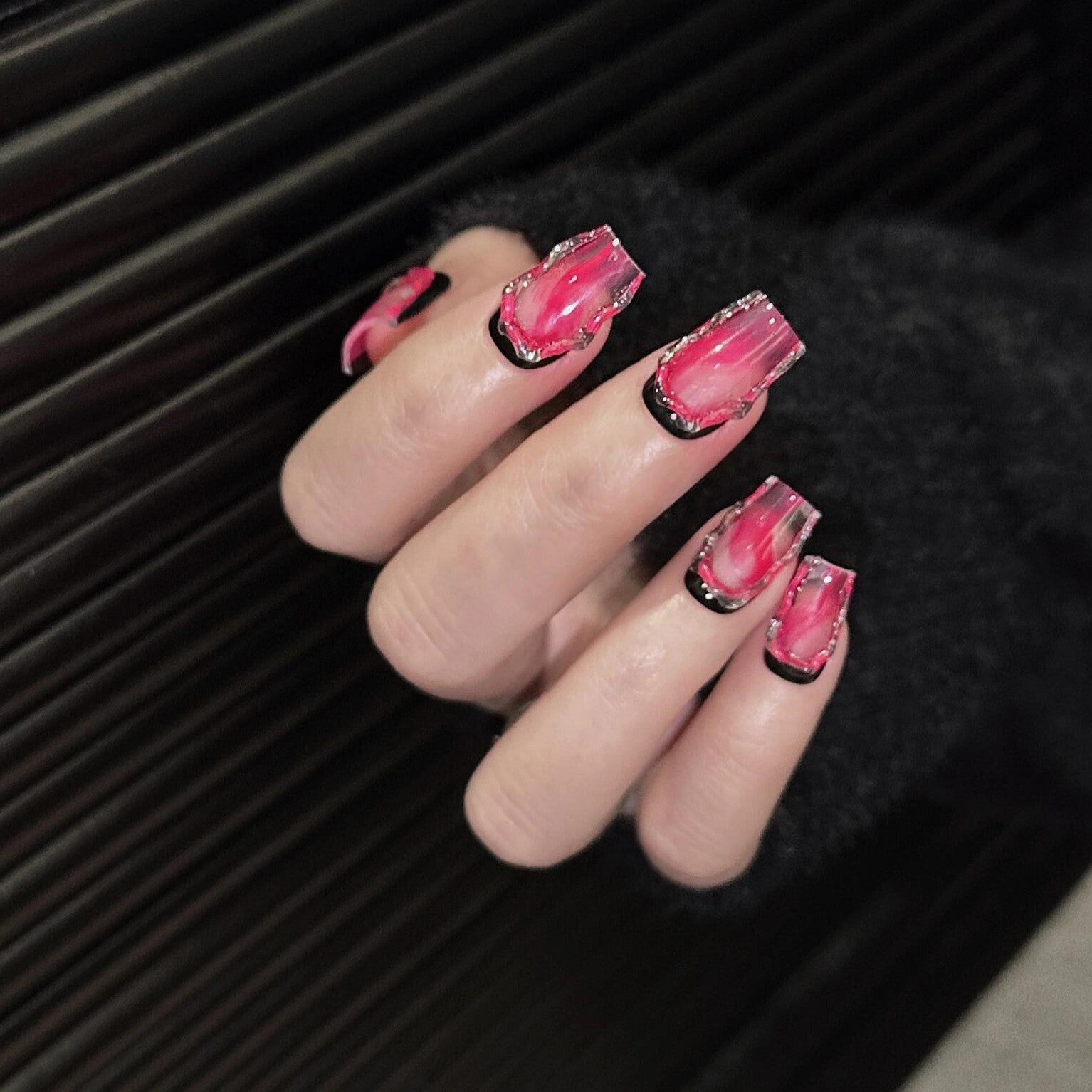 Siva Nail, Pink Fission, Edgy Style Handmade Press on Nails