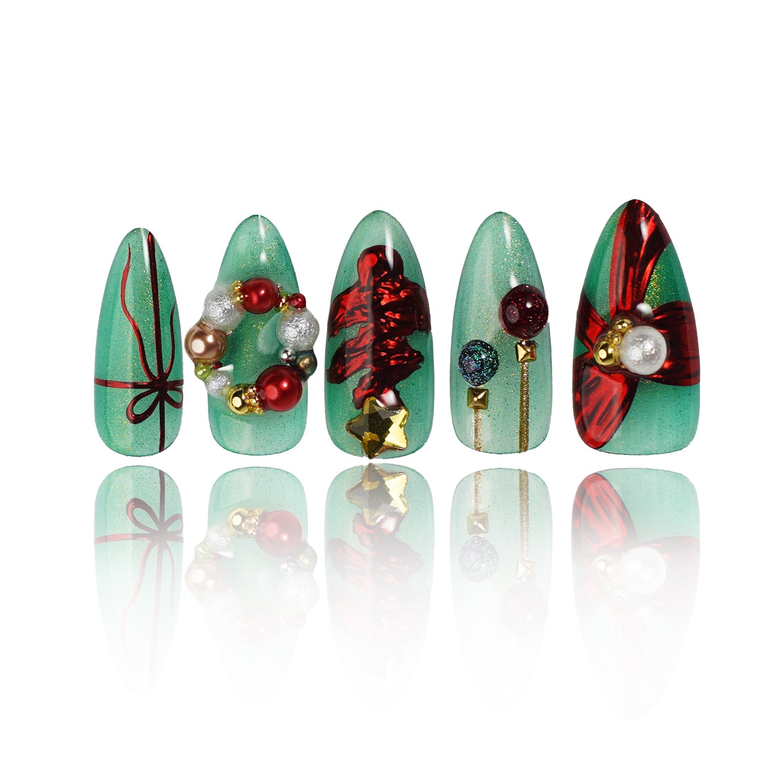 Siva Nail, Evergreen Enchantment, Christmas Wonderland, Handmade Press on Nails