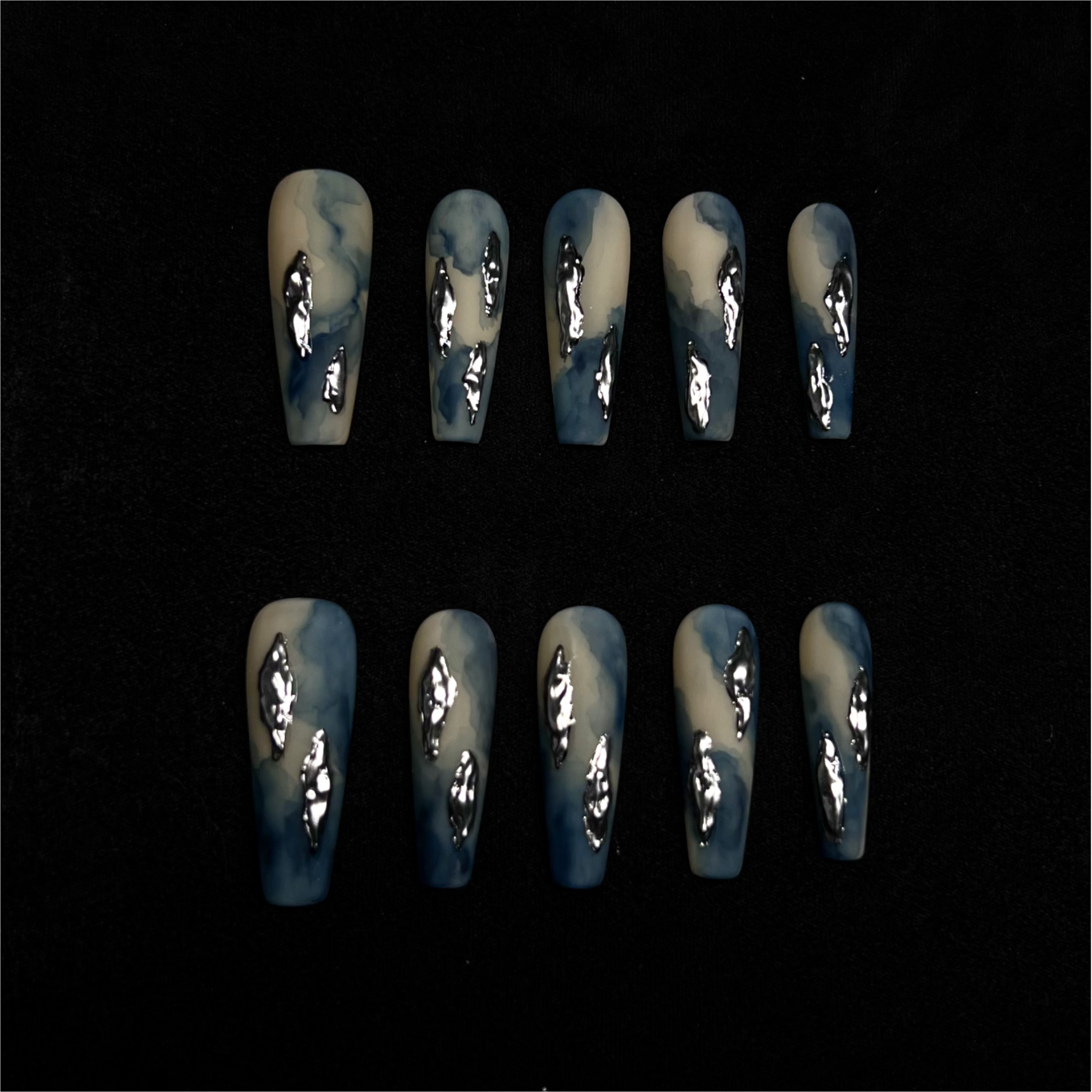 Siva Nail, Denim, Stile Artistico, Unghie Press on Fatte a Mano