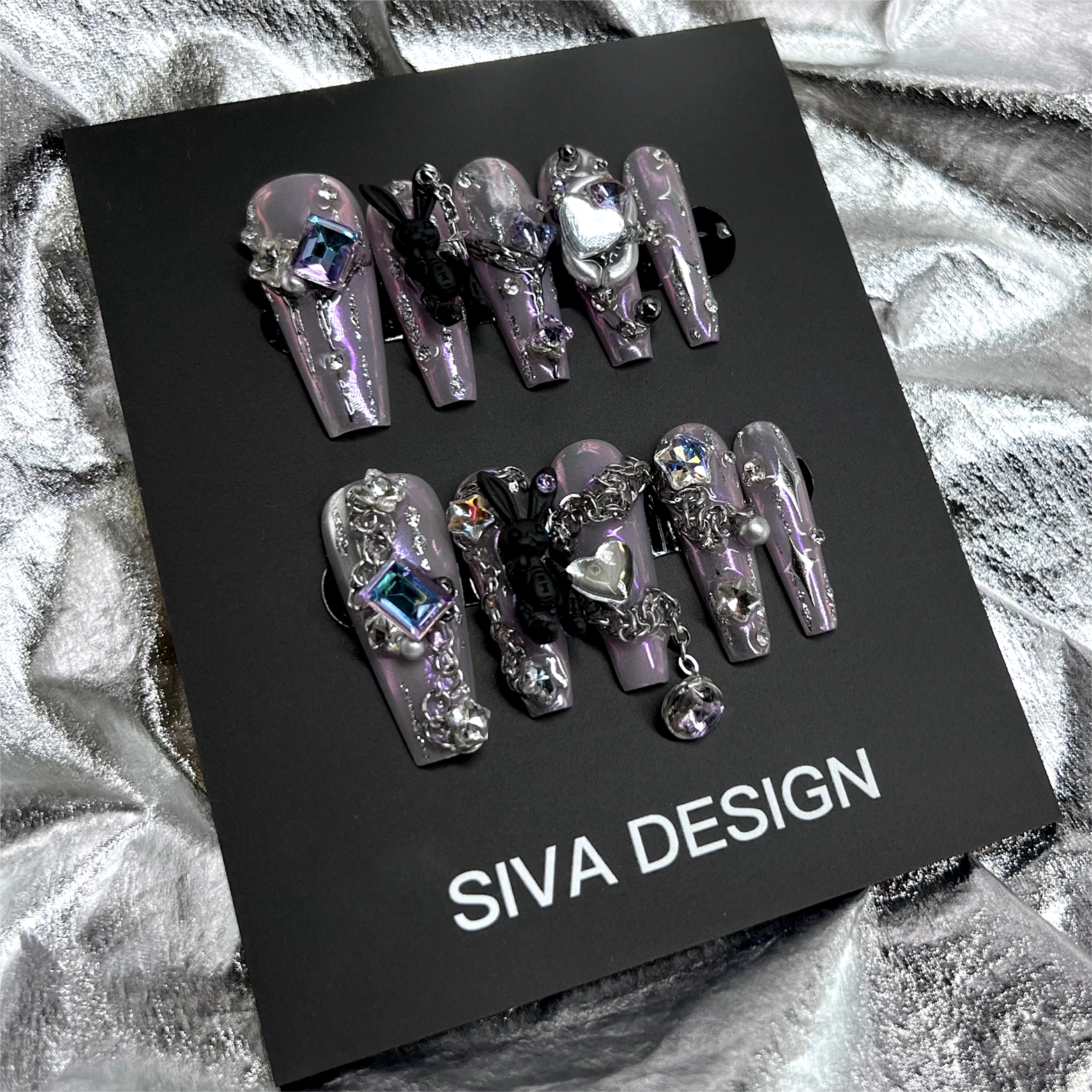 Siva Nail, Coniglio (Viola), Chic Handmade Press on Nails