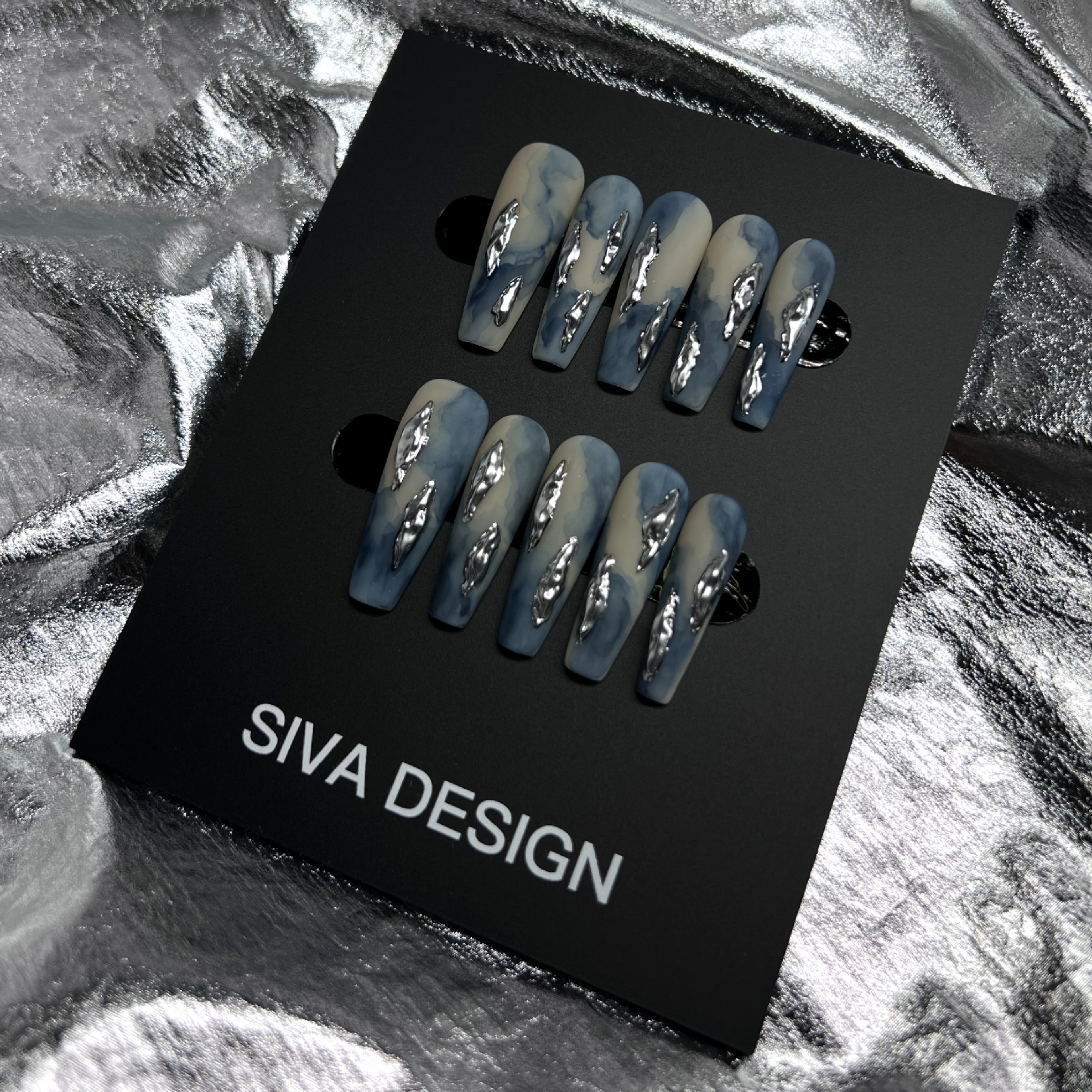 Siva Nail, Denim, Stile Artistico, Unghie Press on Fatte a Mano