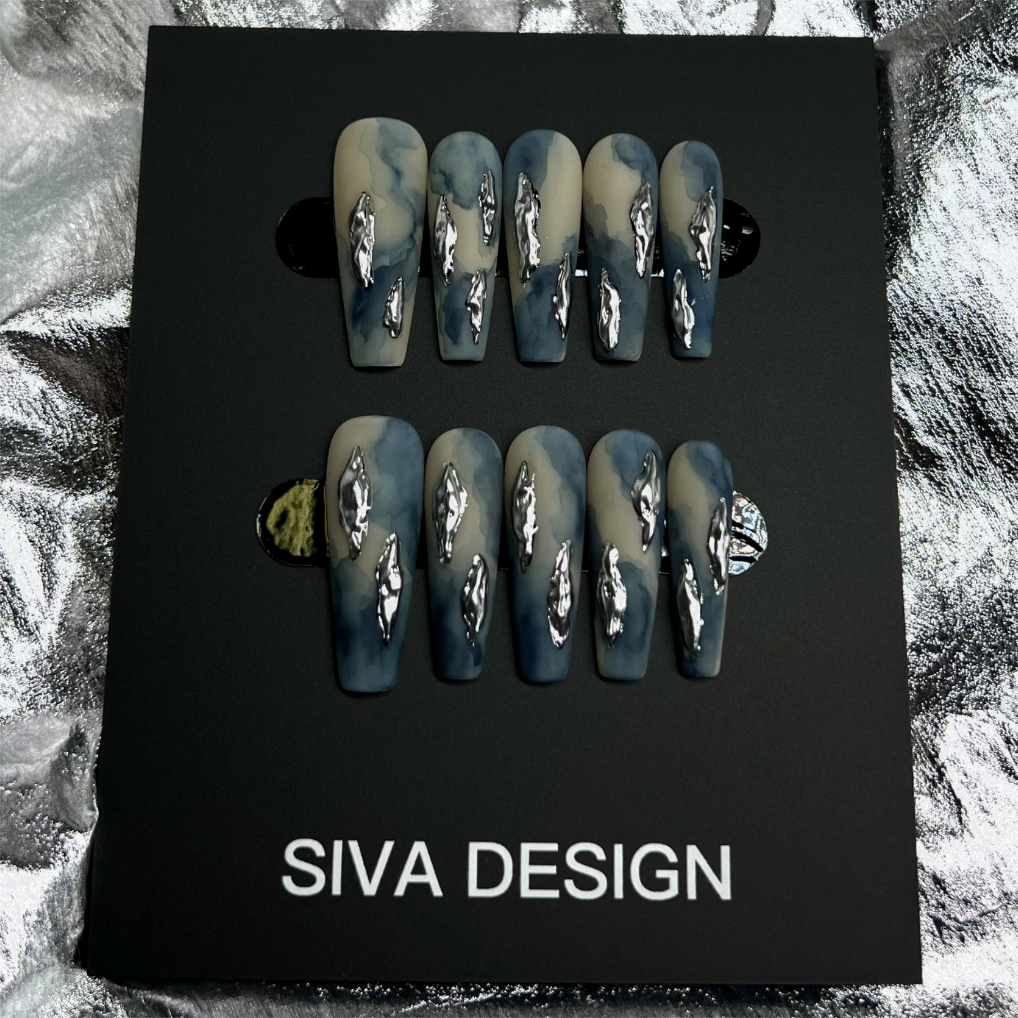 Siva Nail, Denim, Stile Artistico, Unghie Press on Fatte a Mano