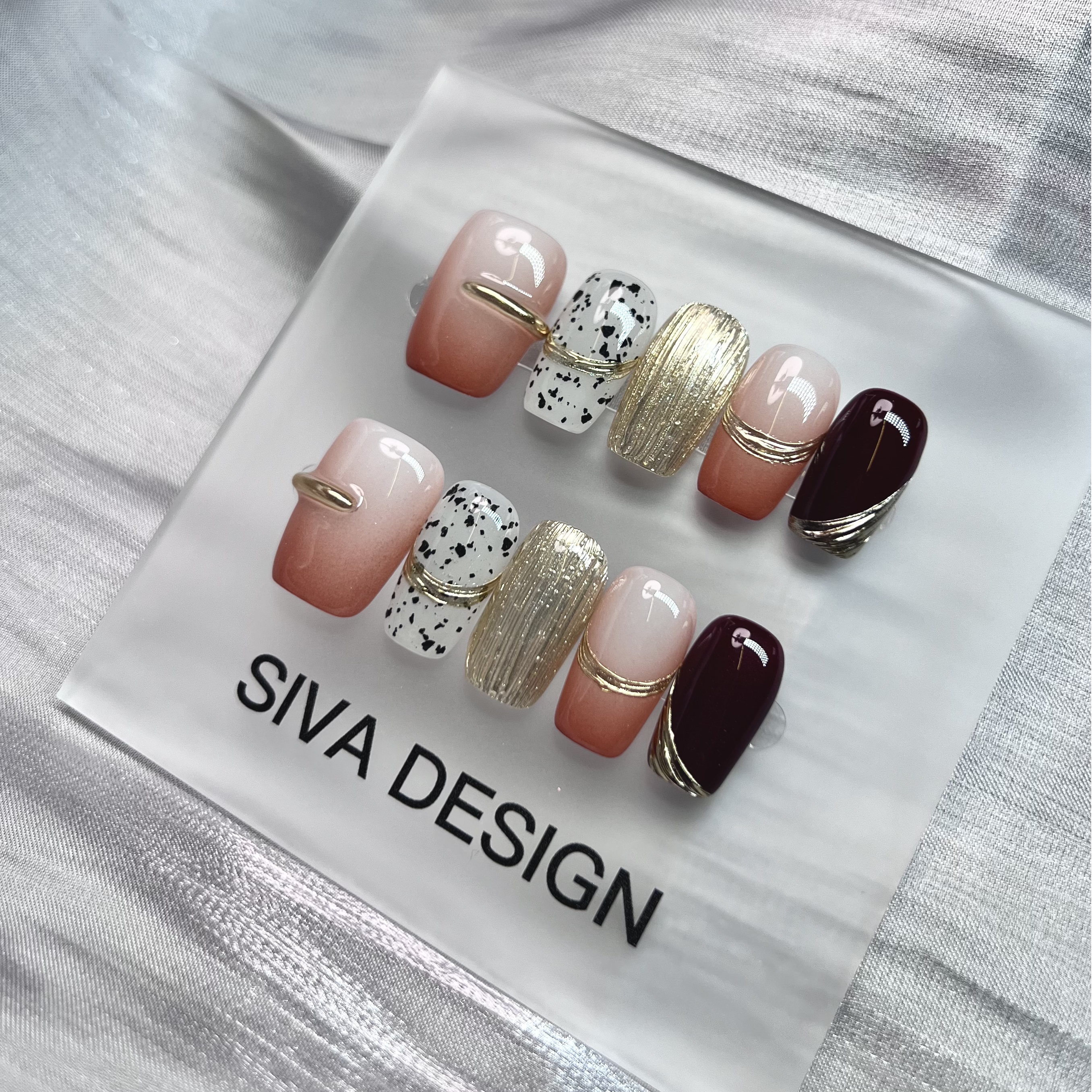 Siva Nail, Pixie Dust Delight, Elegant Fusion, unghie finte fatte a mano