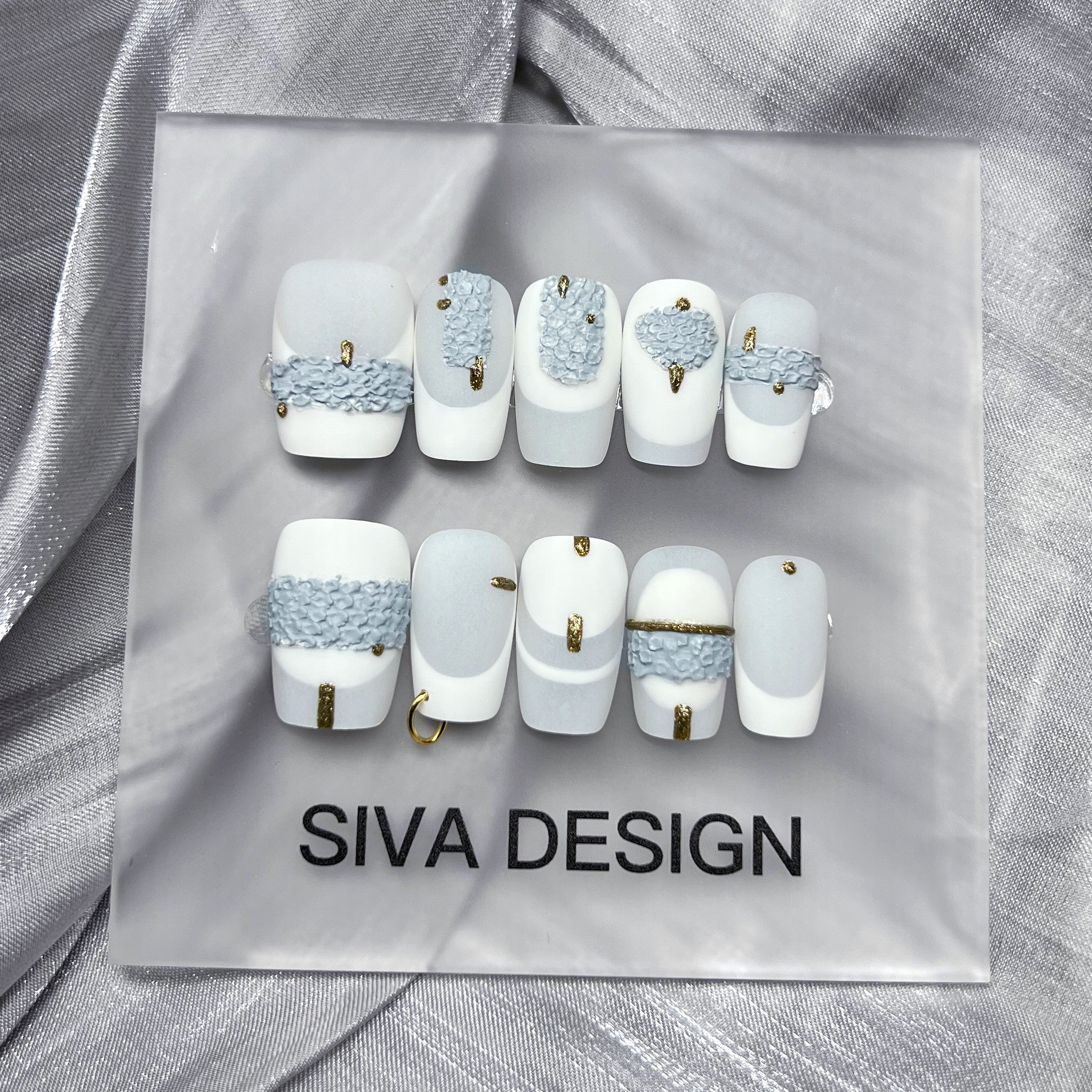 Siva Nail, Purity, Elegant White French Tip, Handmade Press on Nails