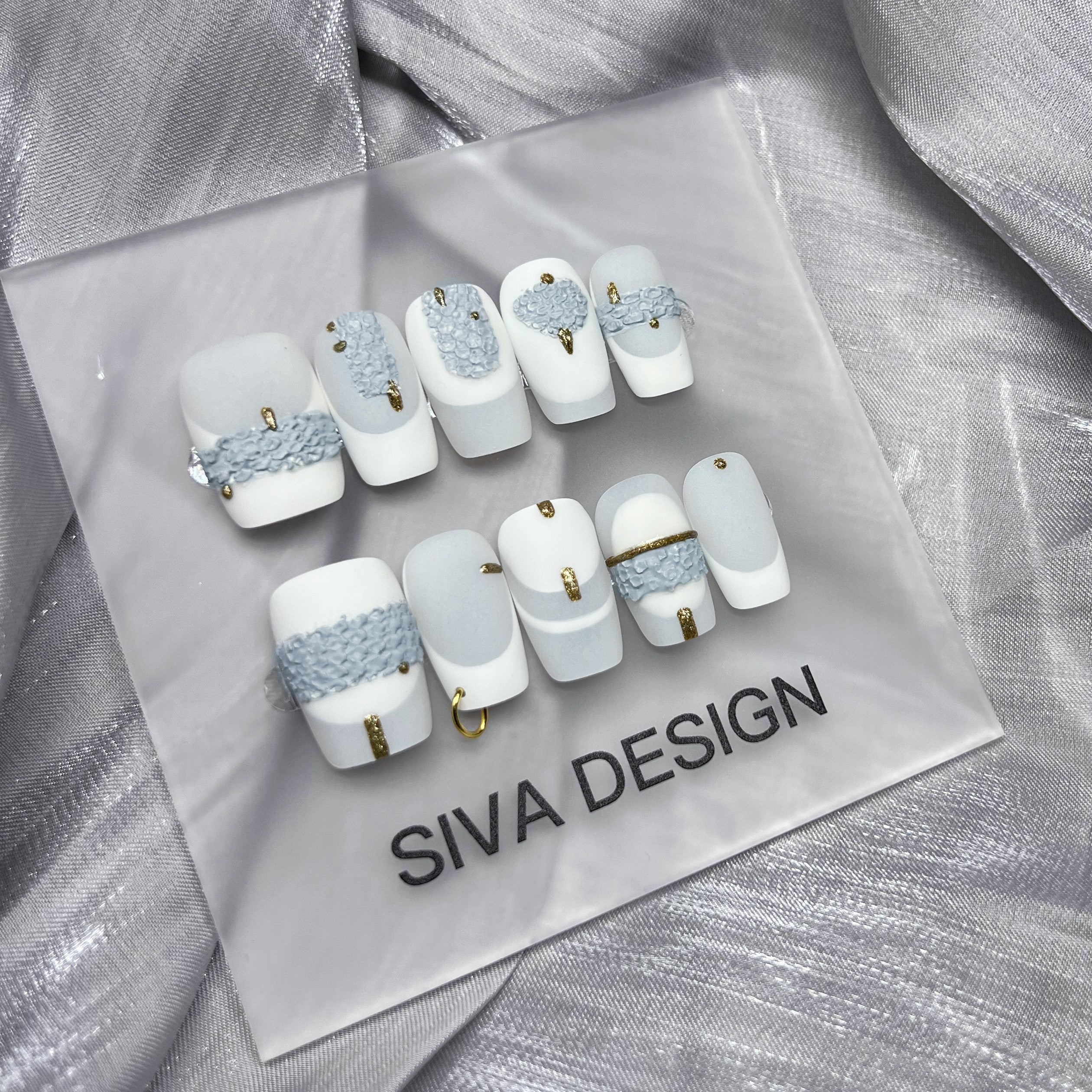 Siva Nail, Purity, Elegant White French Tip, Handmade Press on Nails