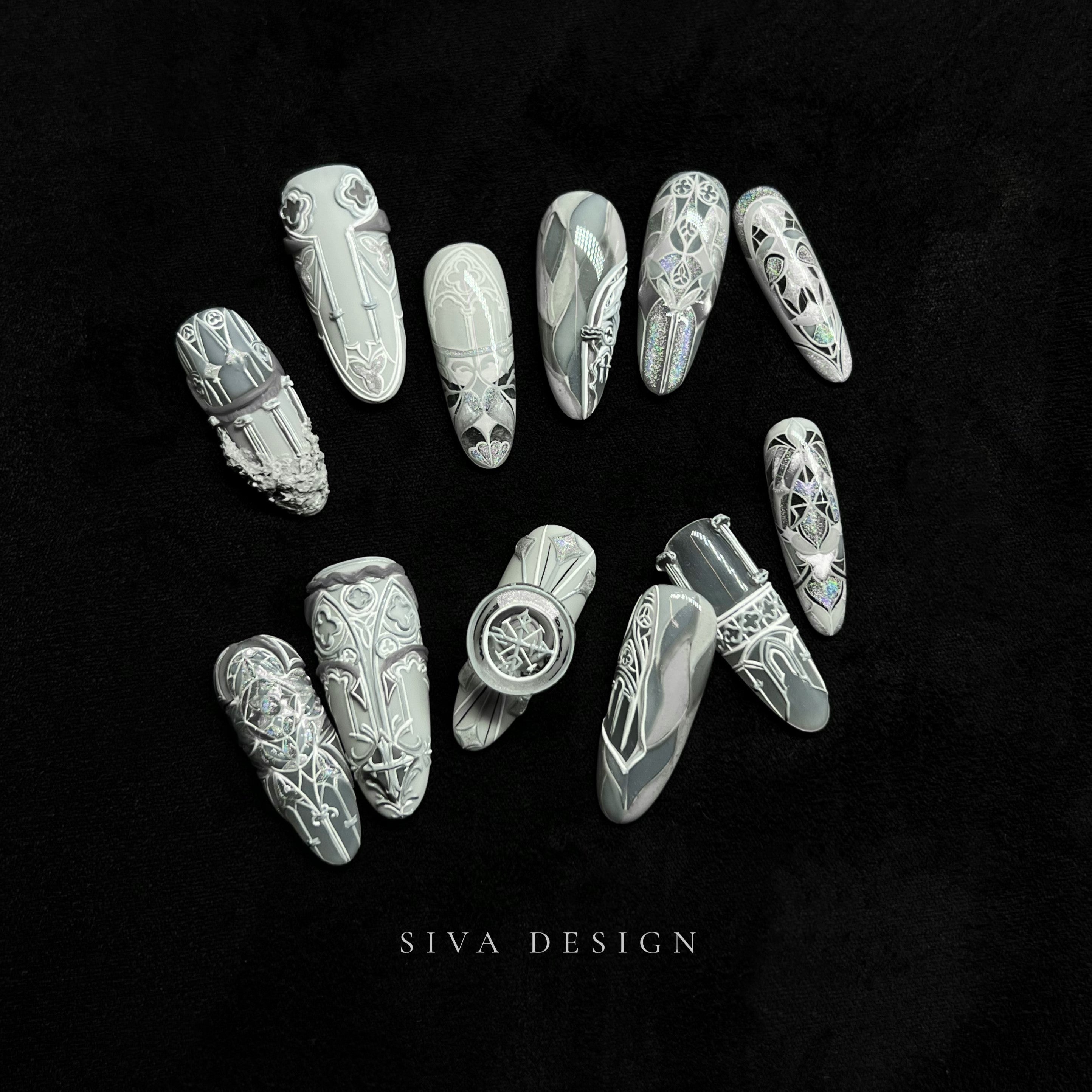 Siva Nail, Geometria Sacra, Arte Mistica, Unghie Pressate Fatte a Mano