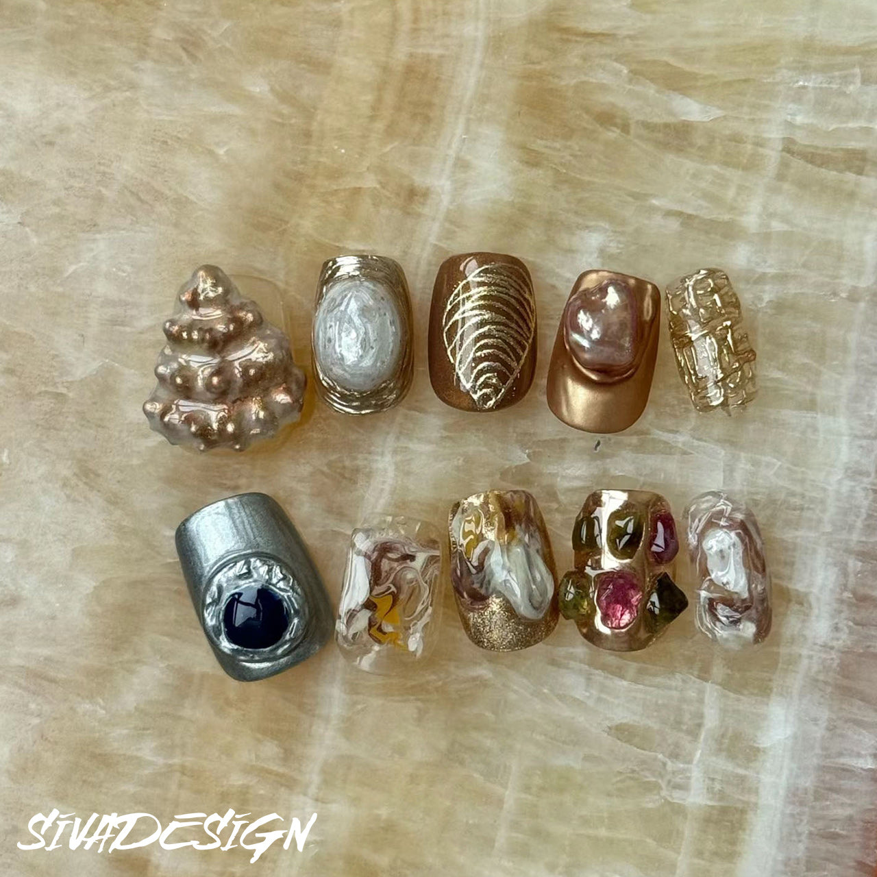 Siva Nail, Crystal Cove, unghie finte fatte a mano in stile Luxe