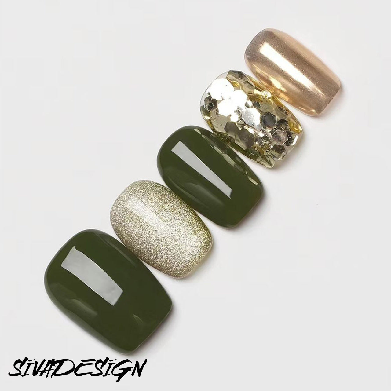 Siva Nail, Forest Fantasy, eleganti unghie finte fatte a mano