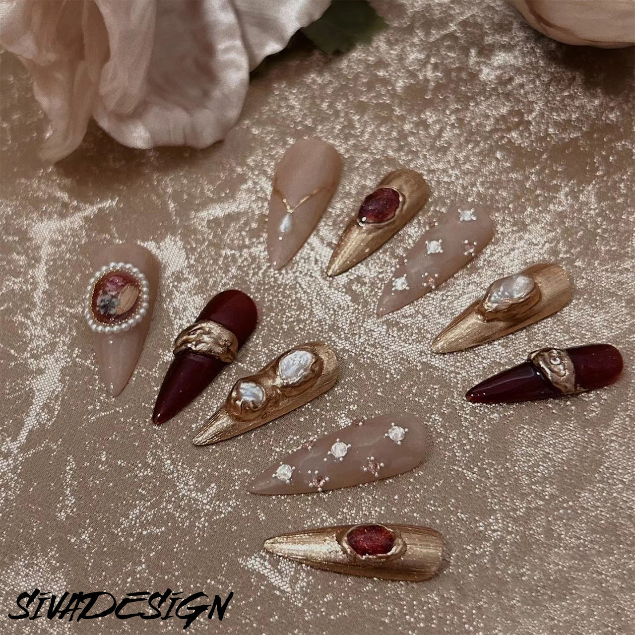 Siva Nail, Burgundy Bliss, Regal Press on Nails