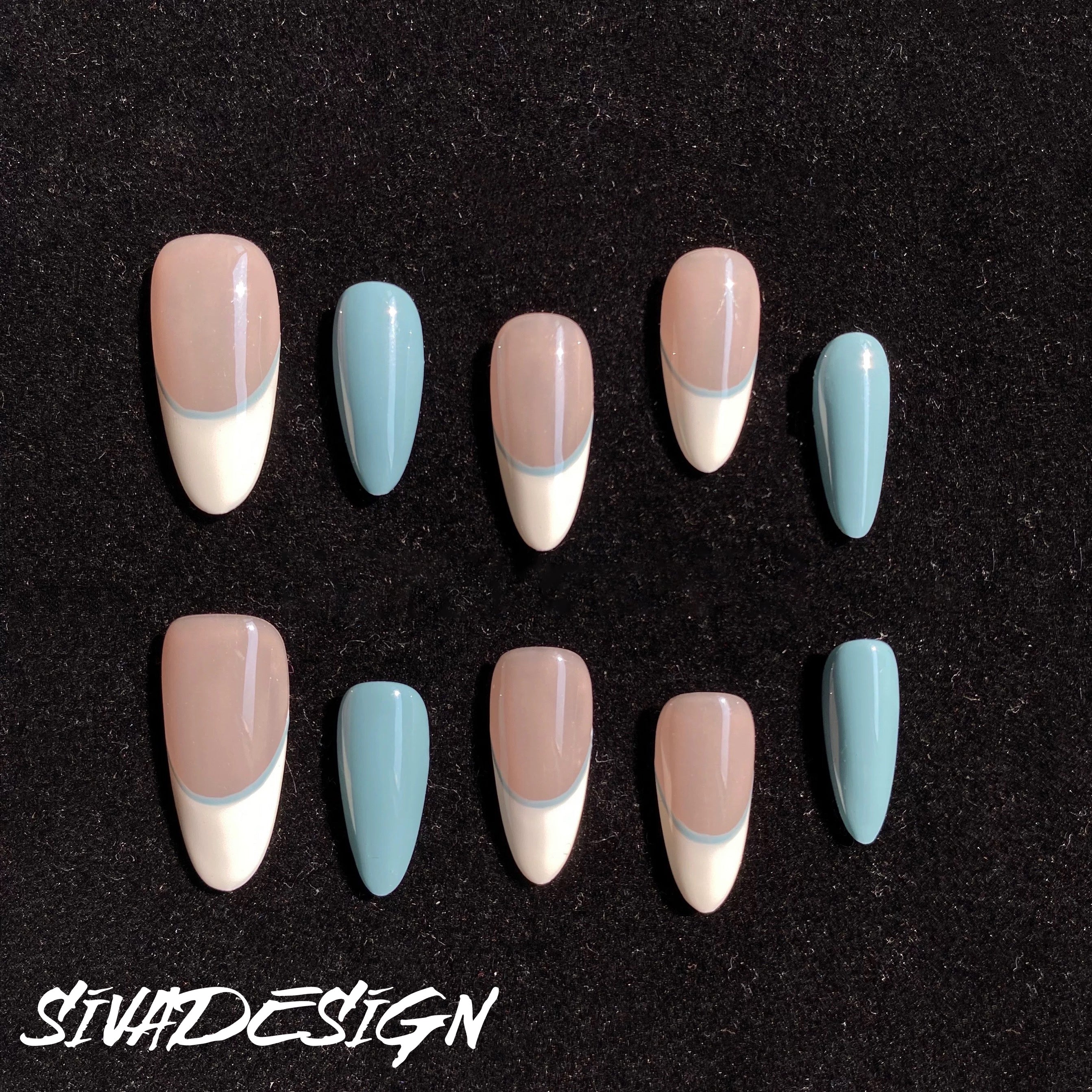 Siva Nail, Minted Elegance, unghie pressate minimaliste fatte a mano