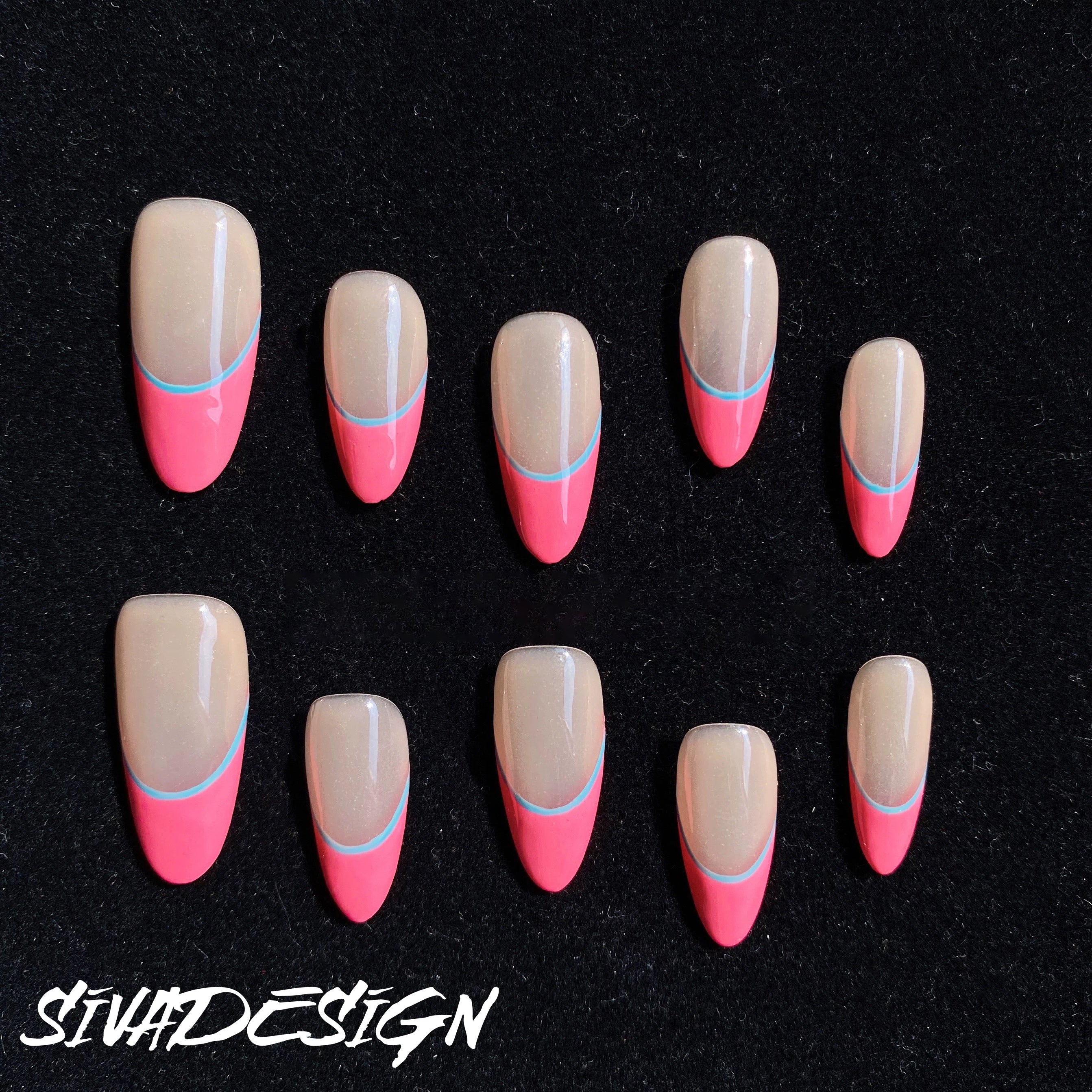 Siva Nail, Coral Caress, French Style, unghie finte fatte a mano