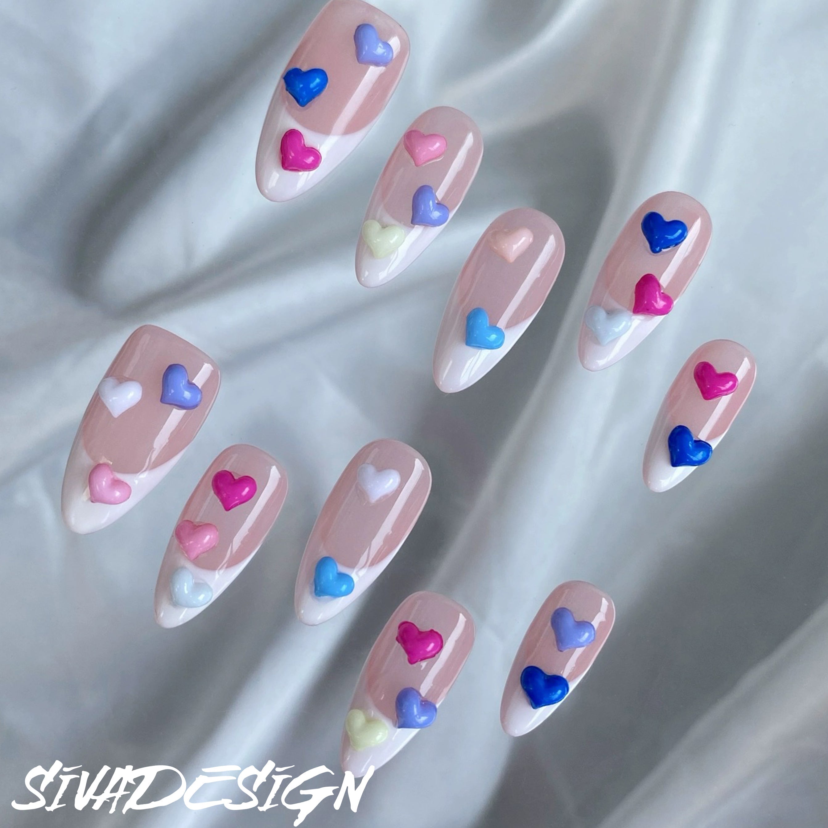 Siva Nail, Sweetheart Skies, Pastel Love, Handmade Press on Nails