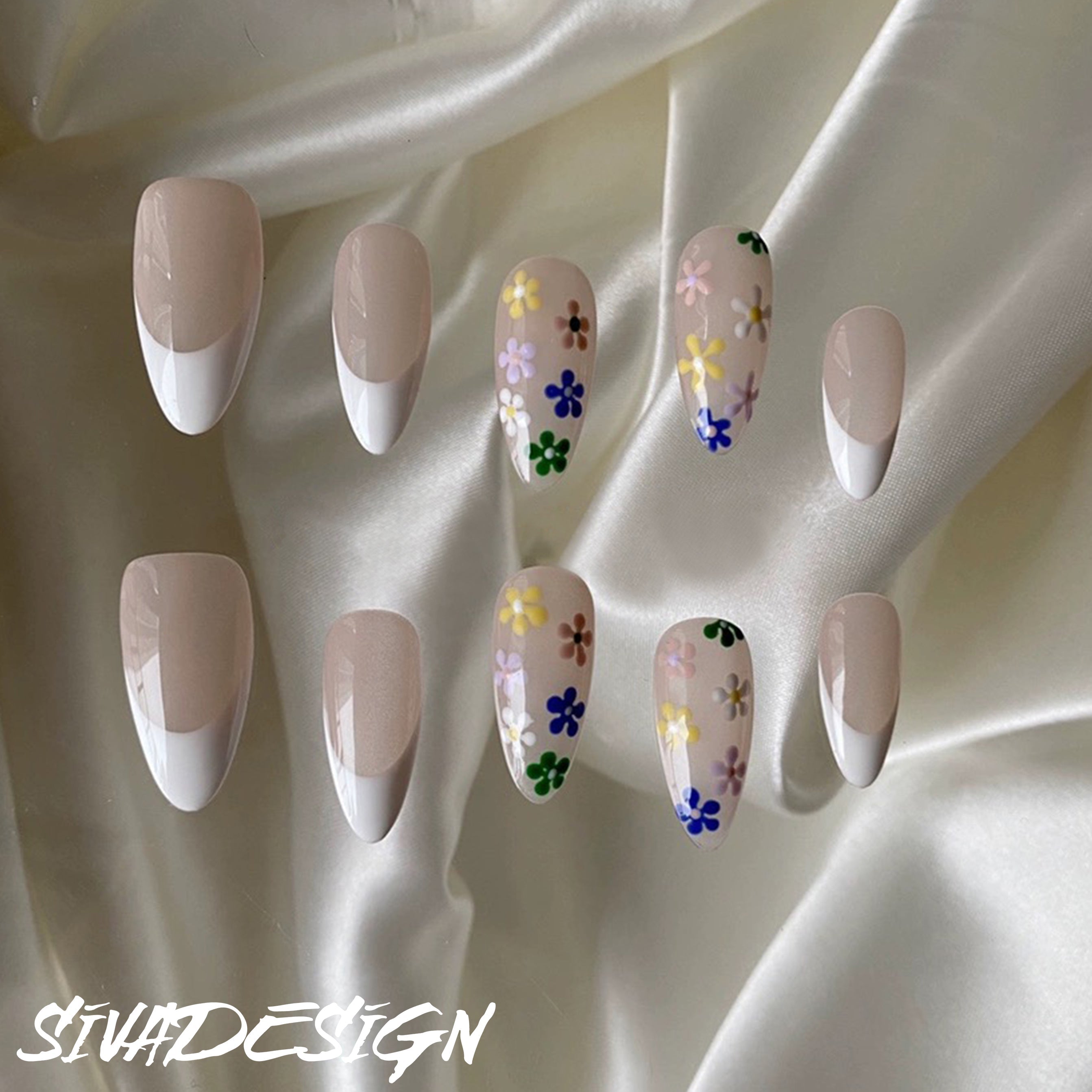 Siva Nail, Floral Whispers, Delicate Handmade Press on Nails