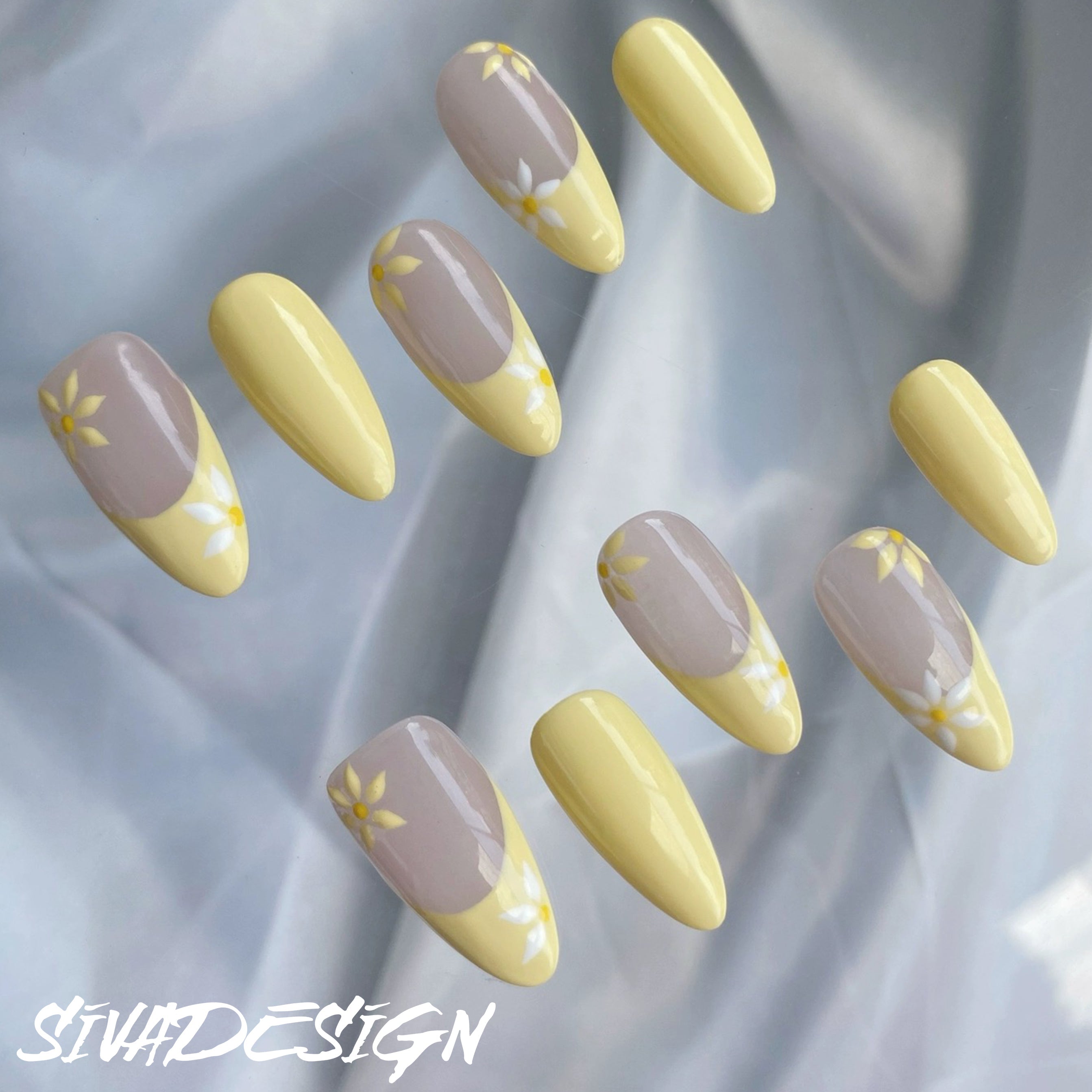 Siva Nail, Sunshine Meadows, Radiant Bloom, Handmade Press on Nails