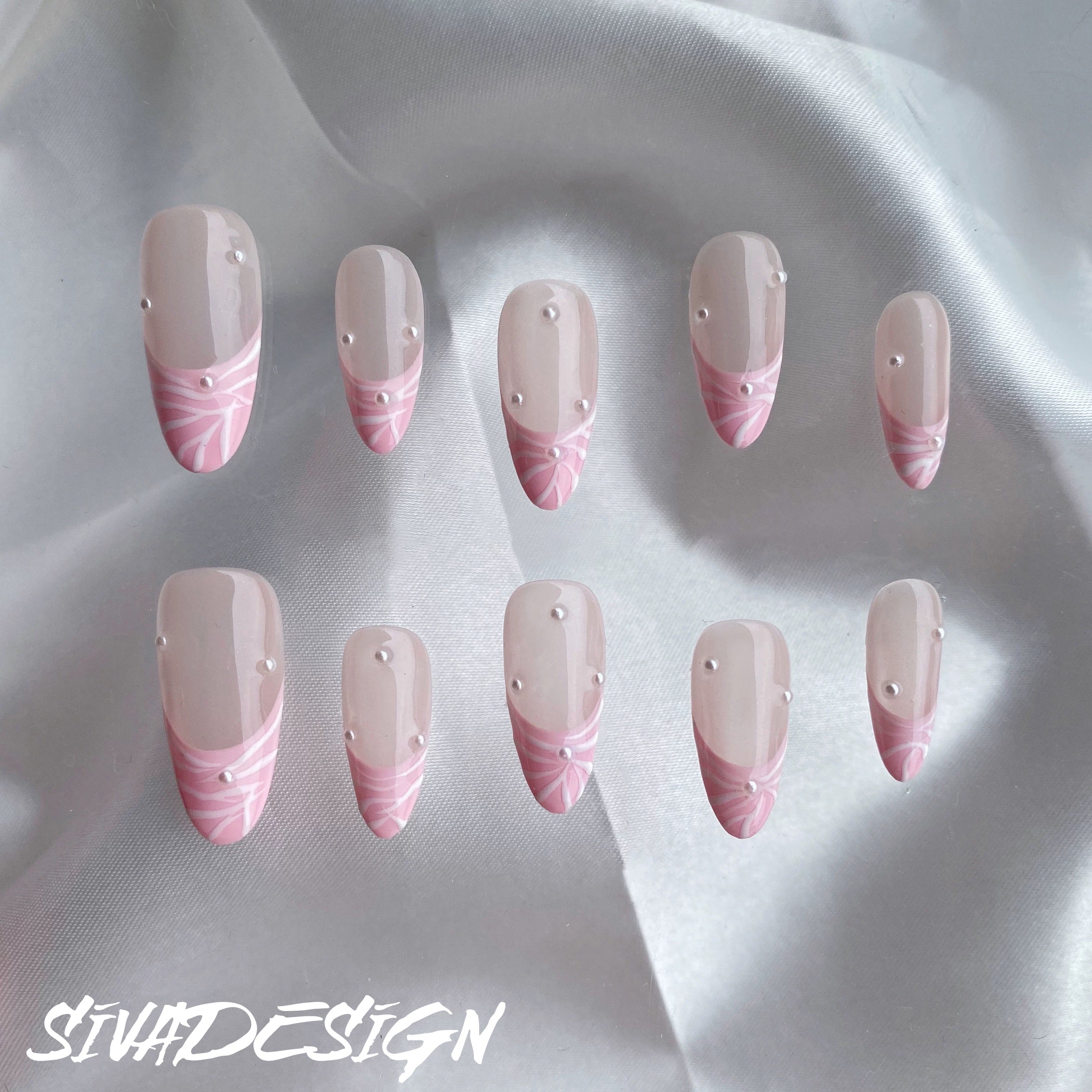 Siva Nail, Ballerina Blush, Pink French Style Press on Nails