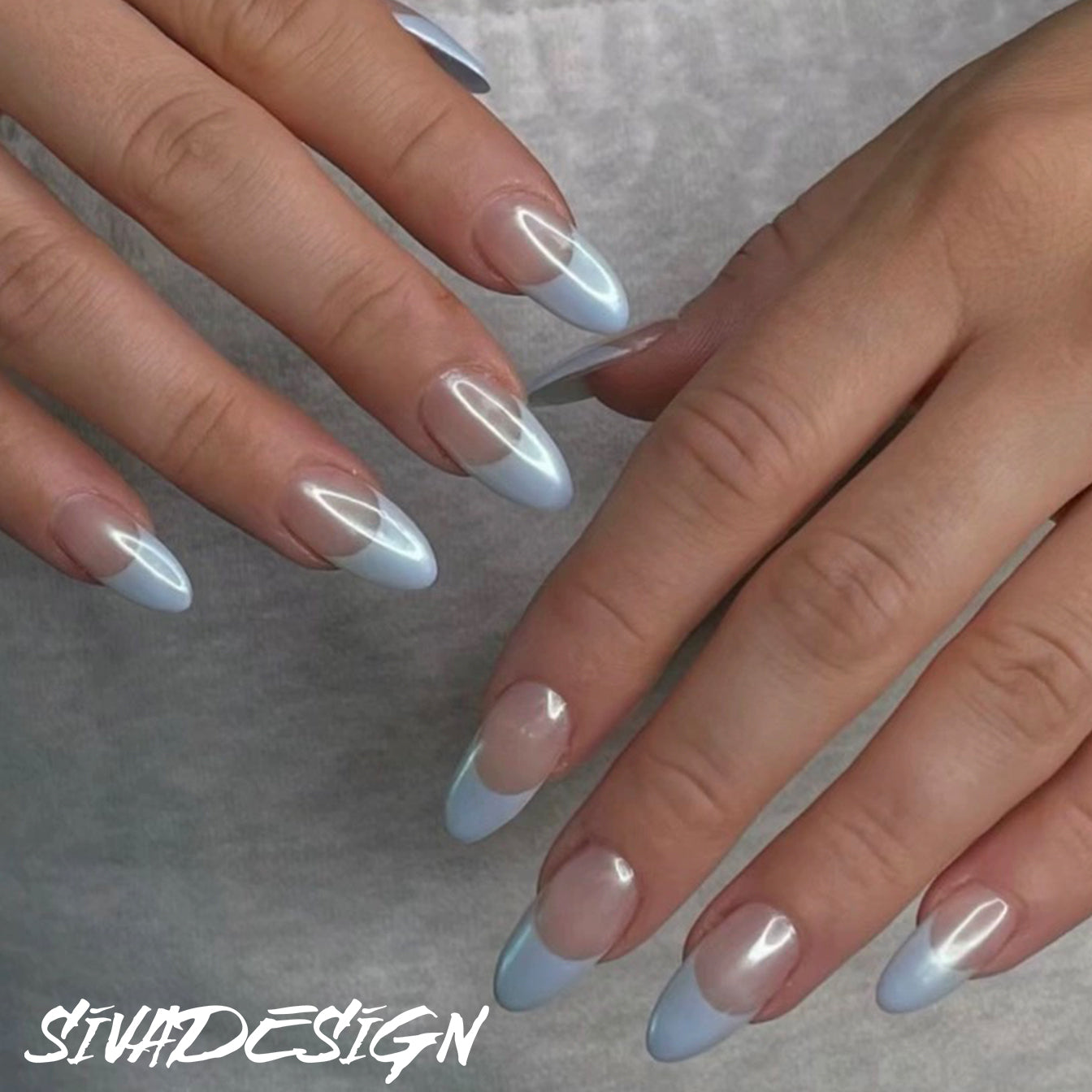 Siva Nail, Skyline Fade, Tranquil Elegance, unghie pressate fatte a mano