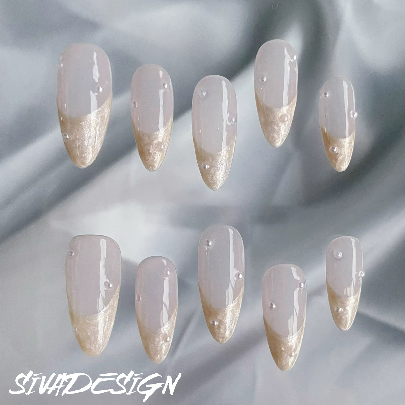 Siva Nail, Golden Sands, Elegant Handmade Press on Nails