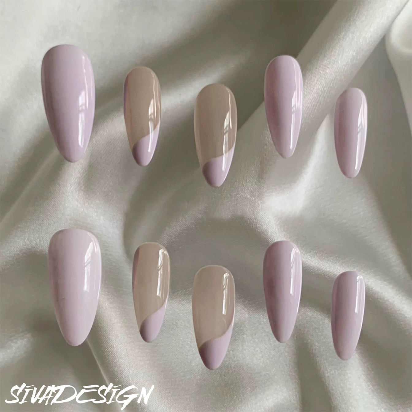 Siva Nail, Lavender Serenity, unghie pressate minimaliste fatte a mano