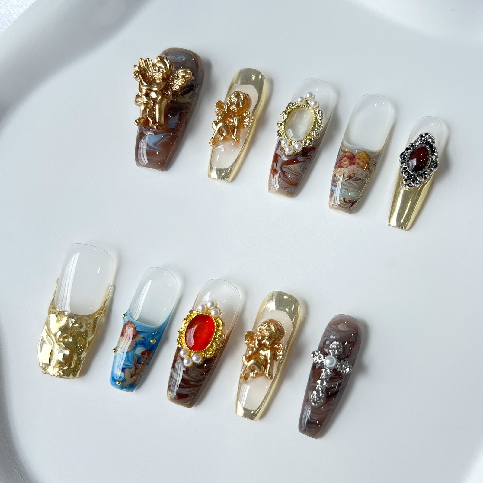 Siva Nail, Royal Opulence, Vintage Baroque, unghie finte fatte a mano