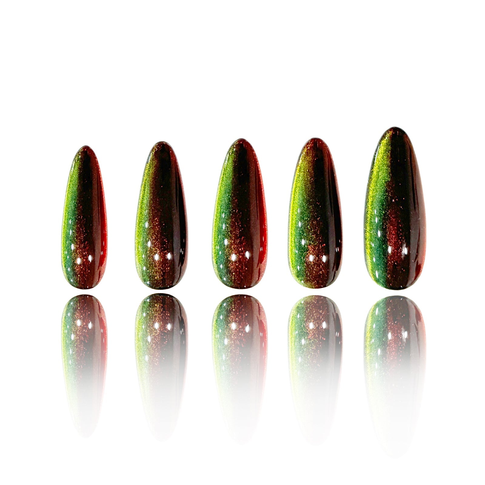 Siva Nail, Dark Flame, Green Glow Press on Nails