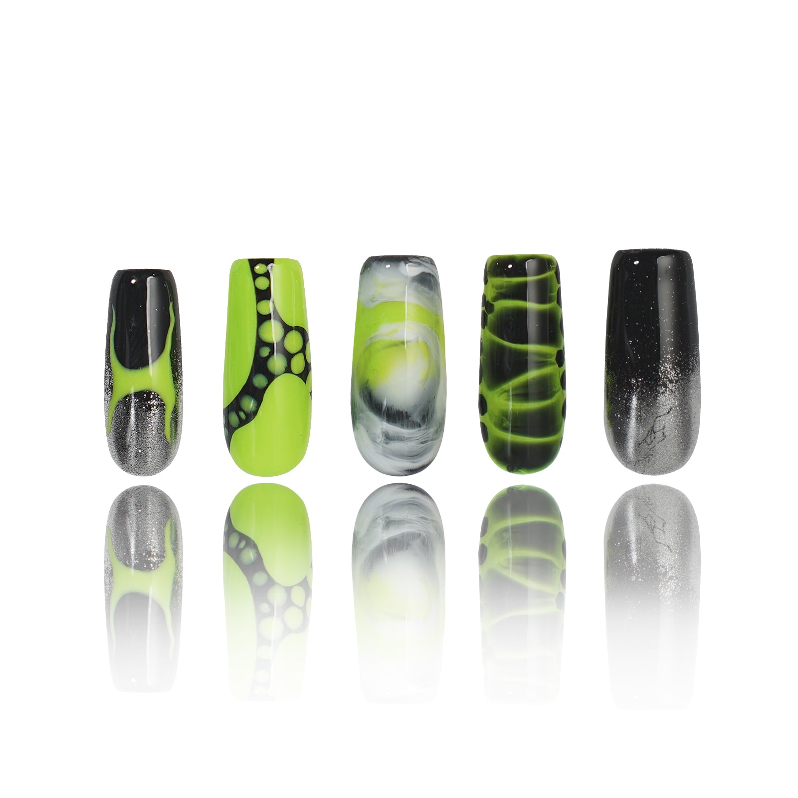 Siva Nail, Neon Venom, Modern Cyberpunk, Handmade Press on Nails