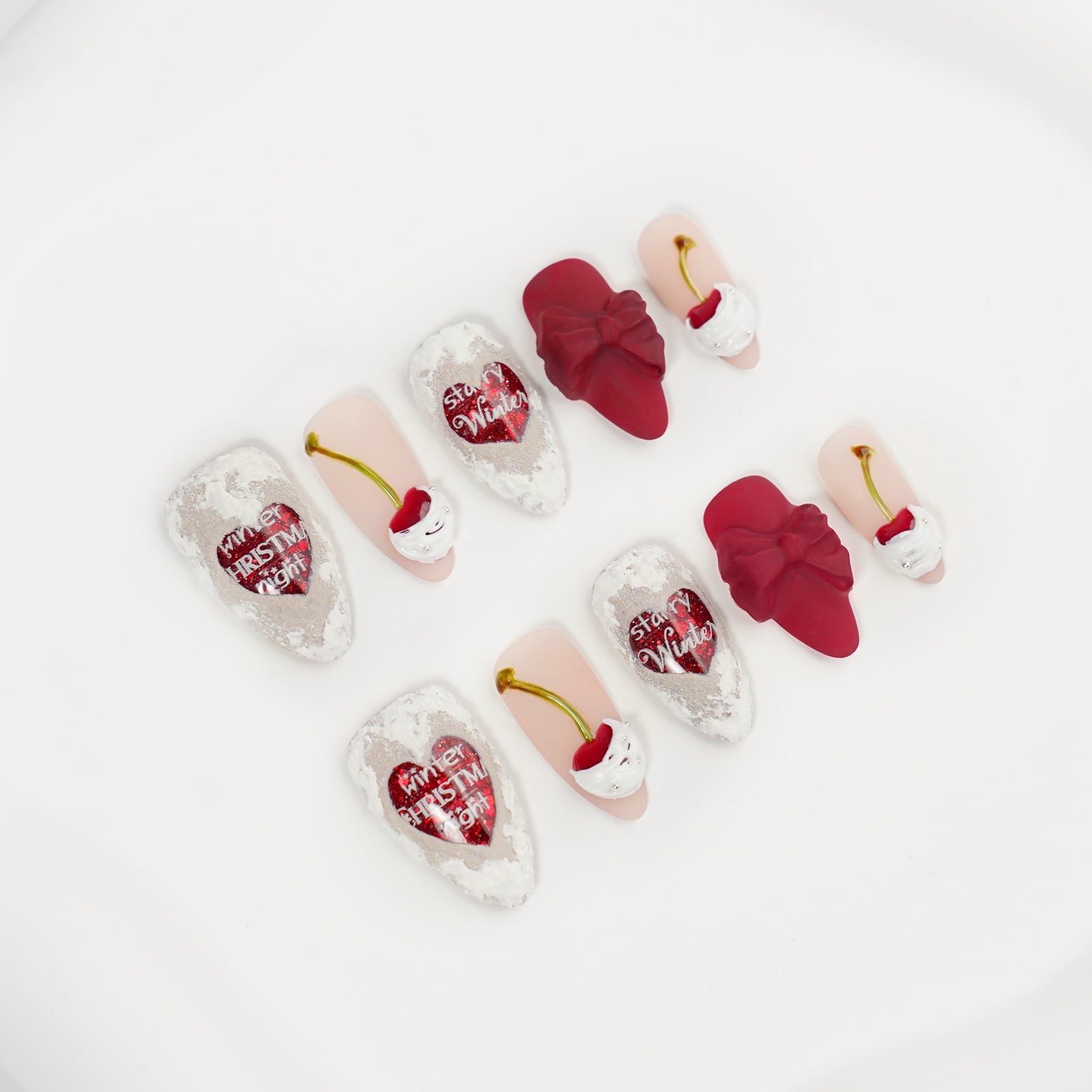 Siva Nail, Cherry Frost, unghie pressate Holiday Glam