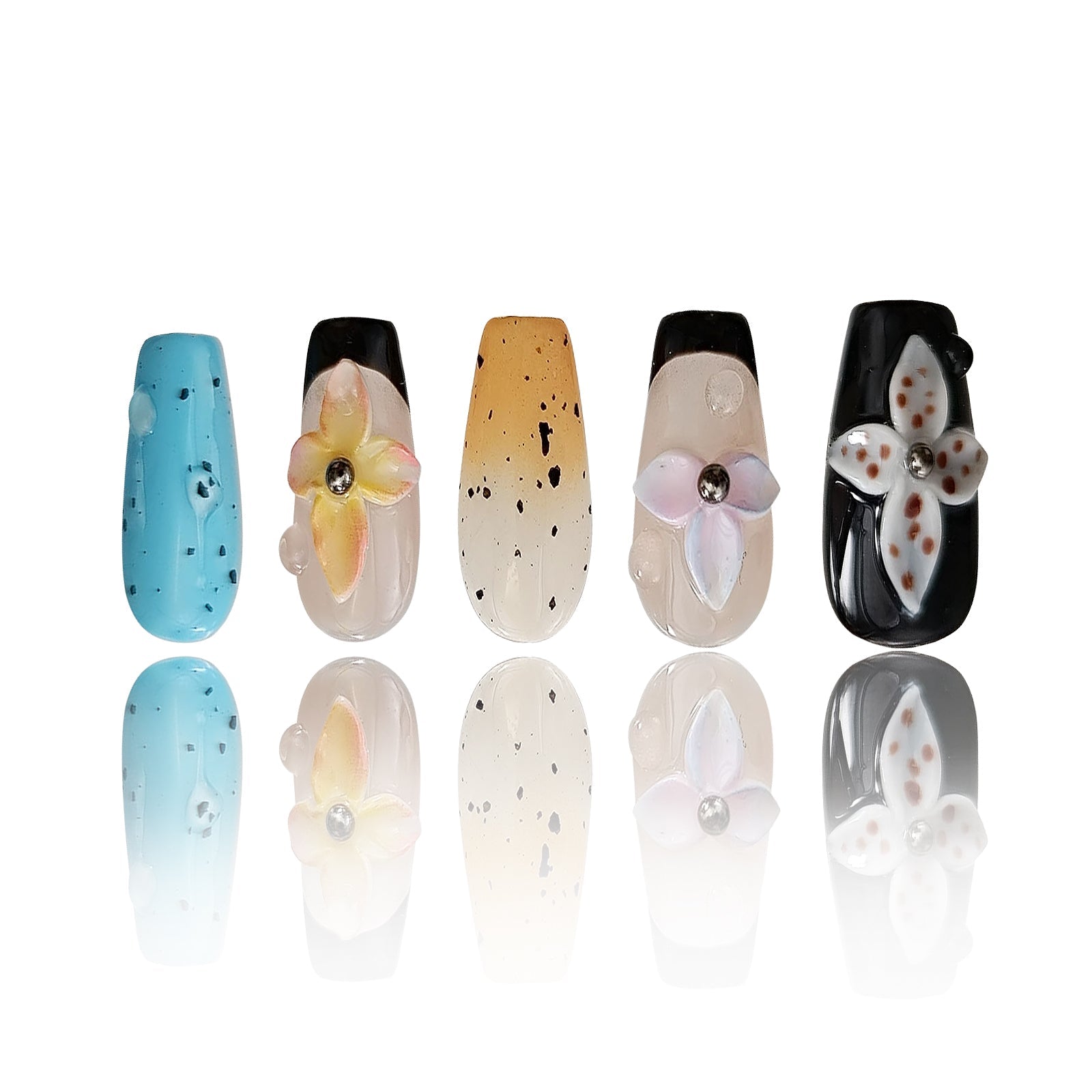 Siva Nail, Petal Breeze, Floral Art, unghie pressate fatte a mano