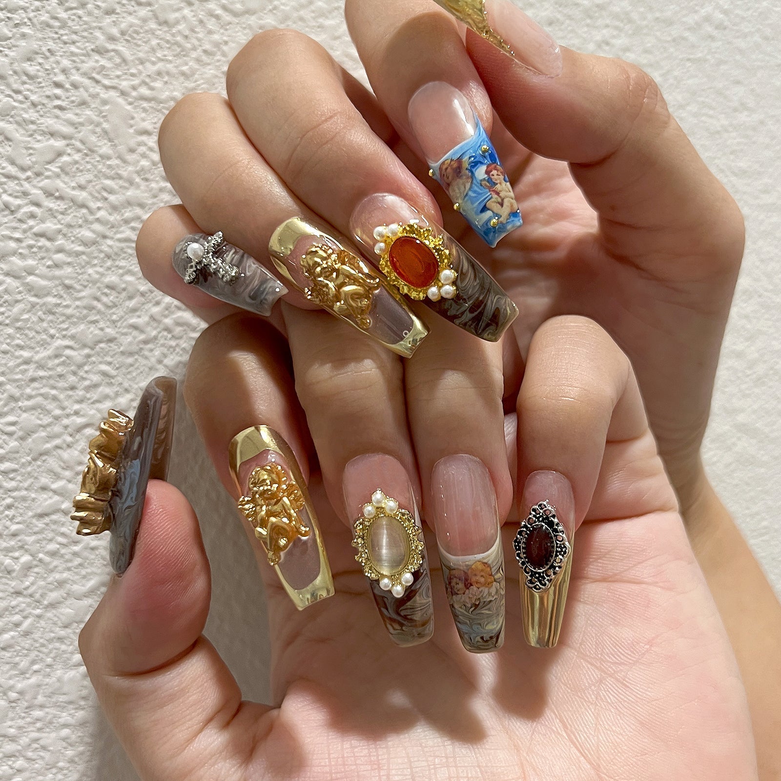 Siva Nail, Royal Opulence, Vintage Baroque, unghie finte fatte a mano