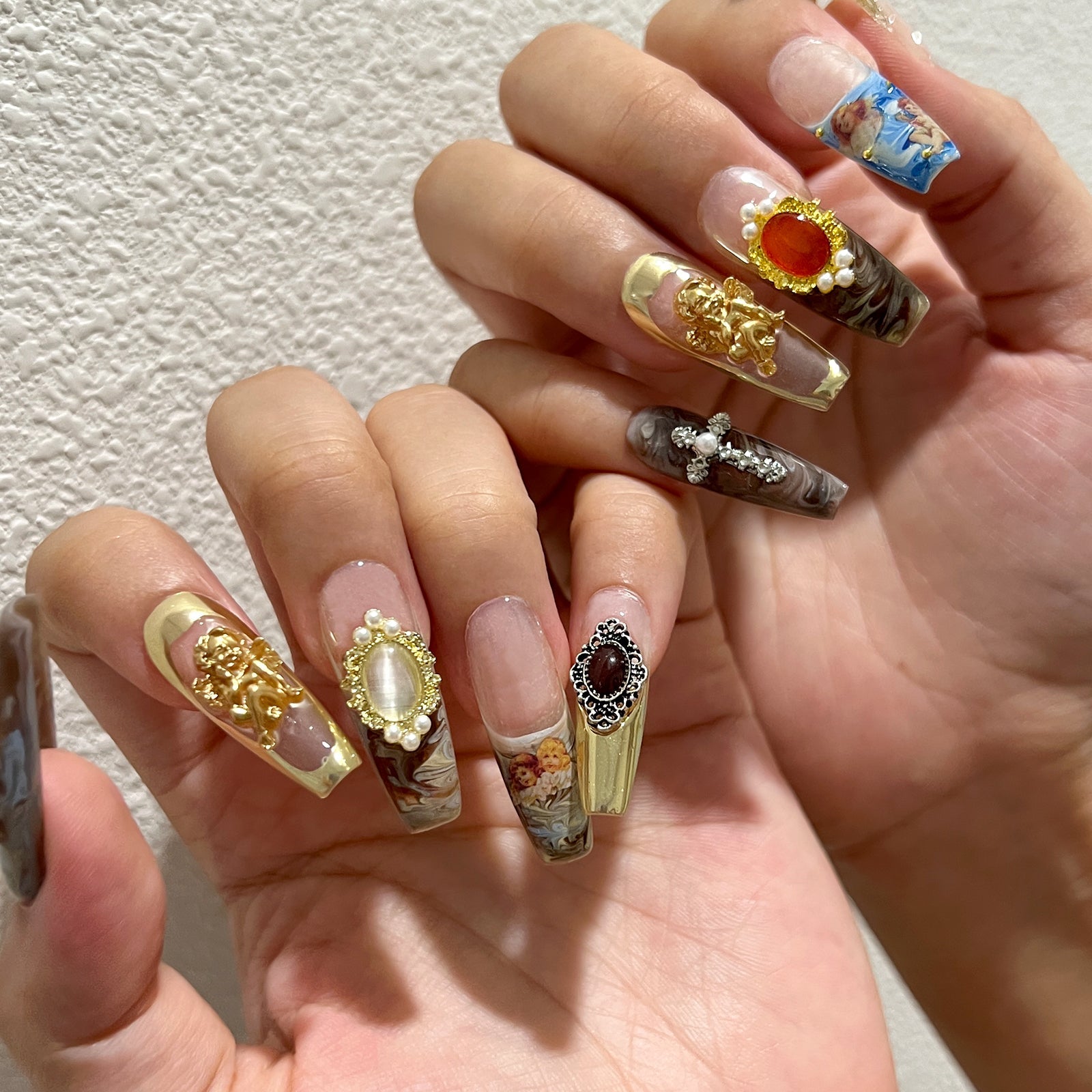 Siva Nail, Royal Opulence, Vintage Baroque, unghie finte fatte a mano