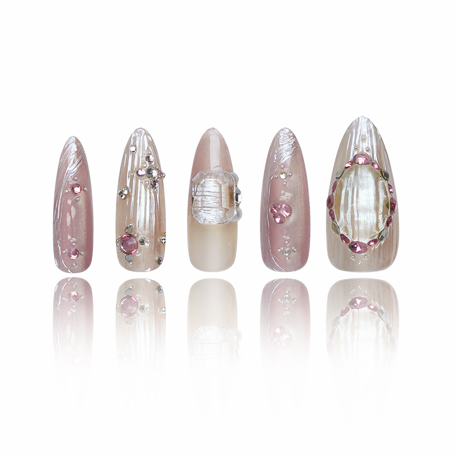 Siva Nail, Royal Pearl, Eleganza lussuosa, unghie finte fatte a mano