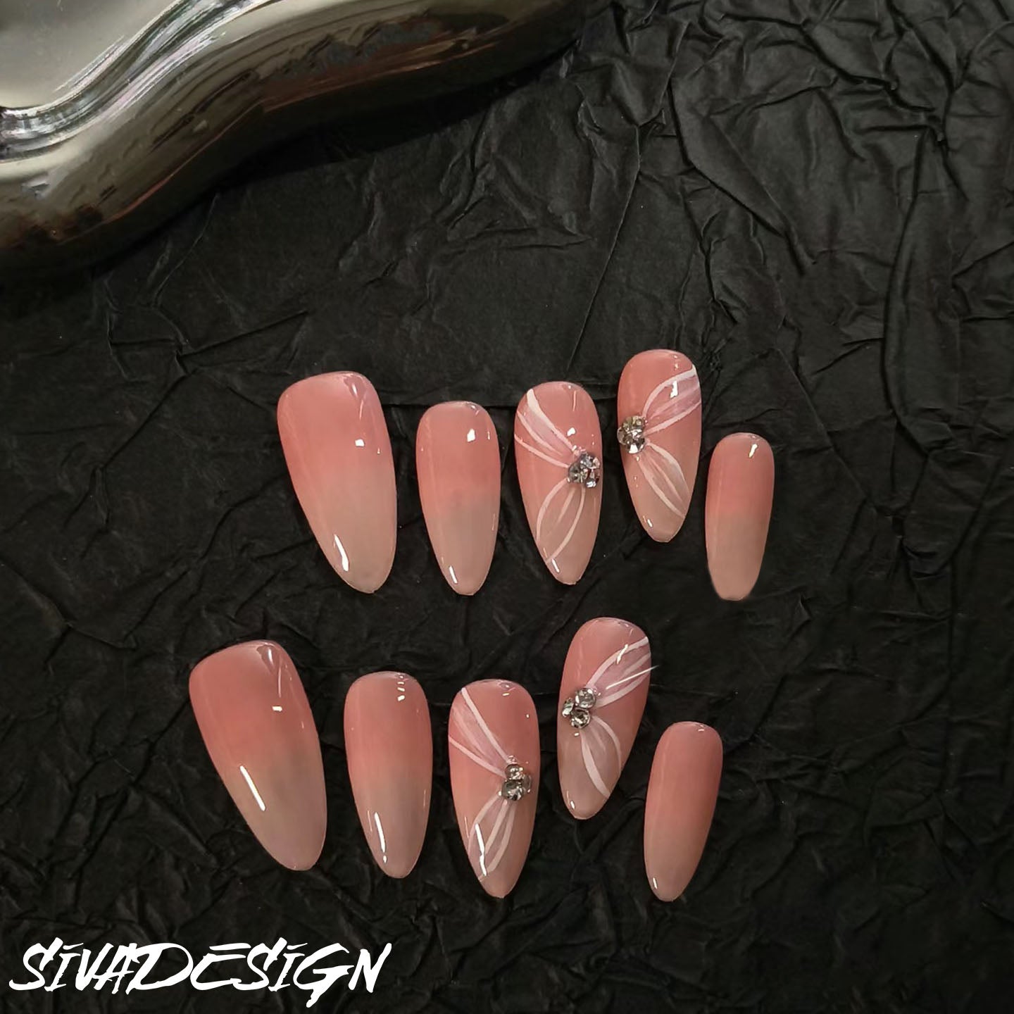 Siva Nail, Pink Breeze, Gentle Blossom, unghie finte fatte a mano