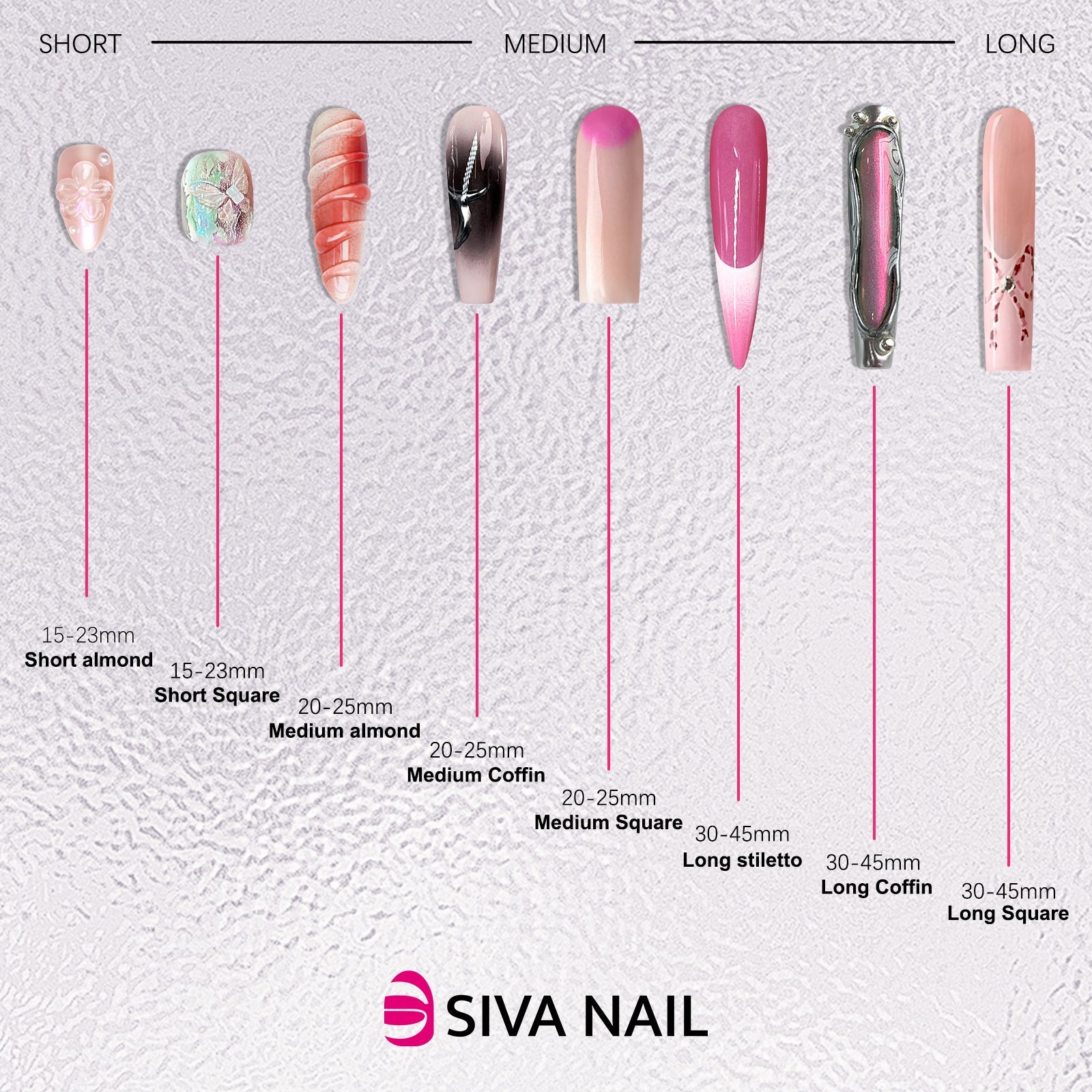 Siva Nail, Tropical Splash, Artistic Summer, Handmade Coffin Press On Nails