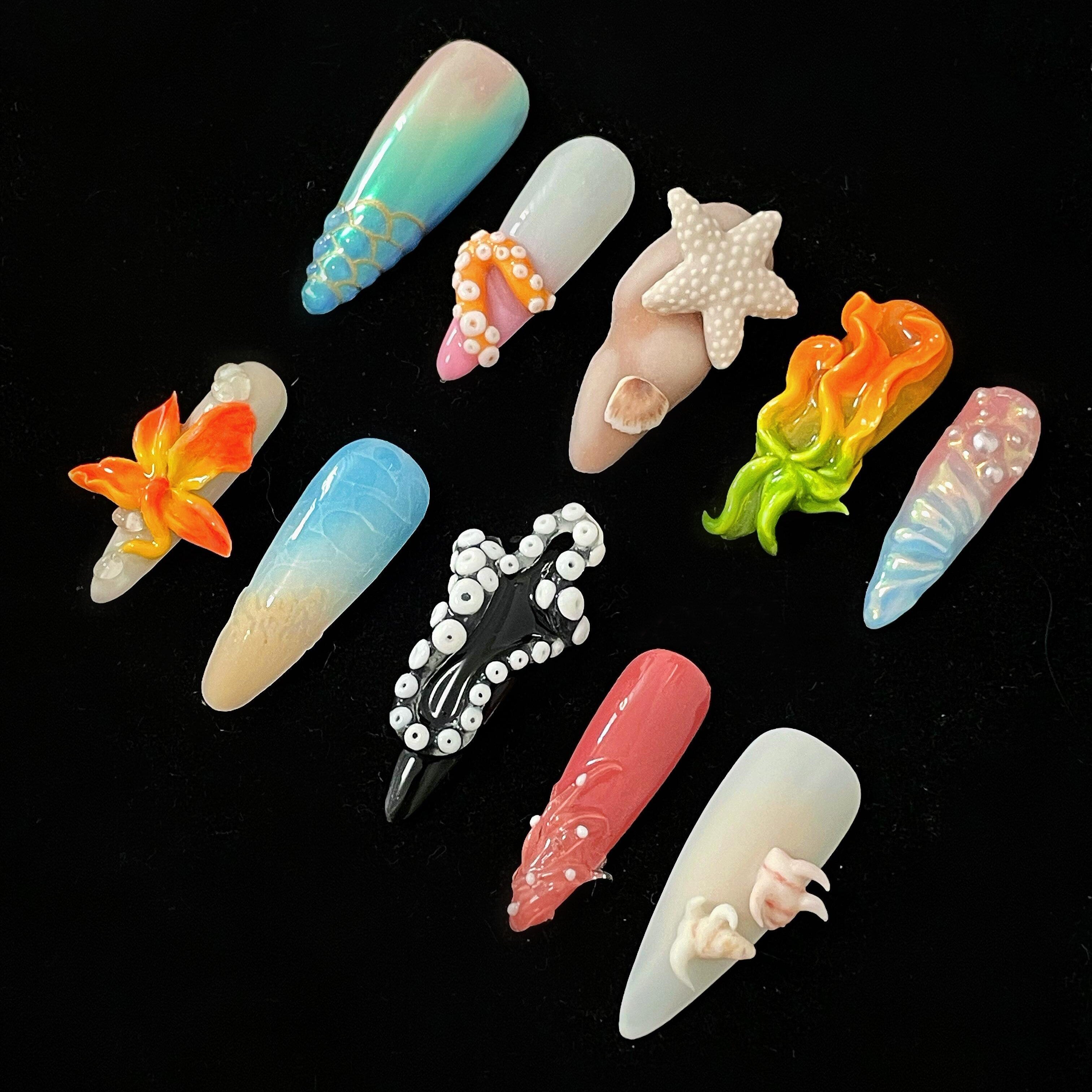 Siva Nail, Seashell Dream, ispirato all'oceano, unghie finte fatte a mano