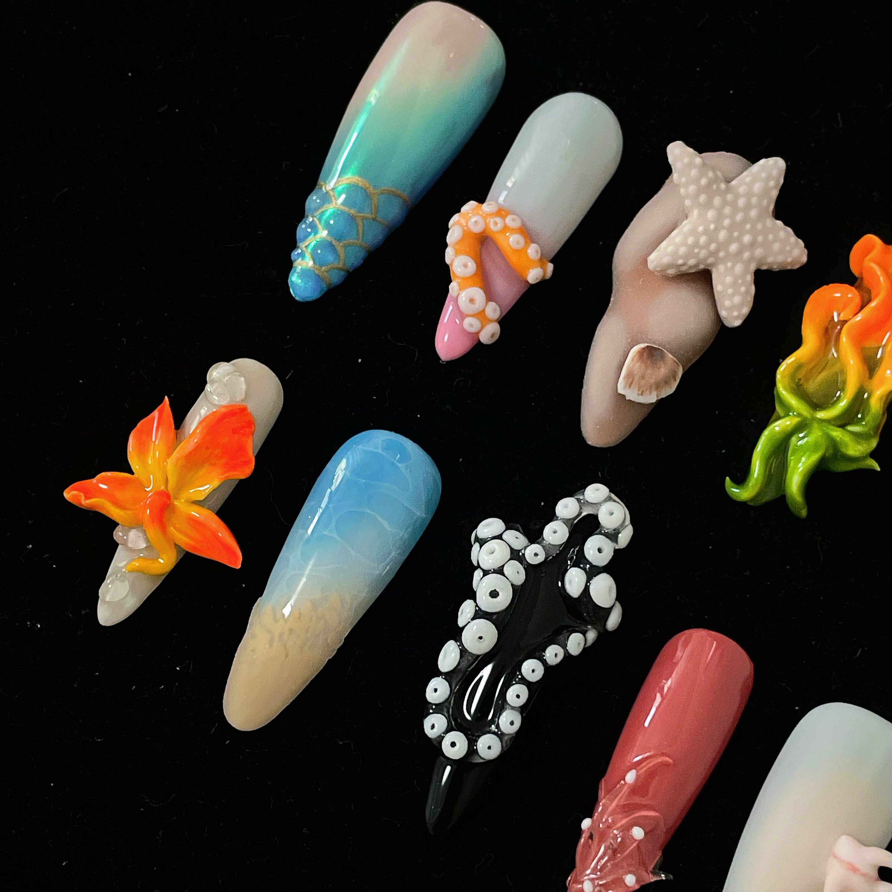 Siva Nail, Seashell Dream, ispirato all'oceano, unghie finte fatte a mano