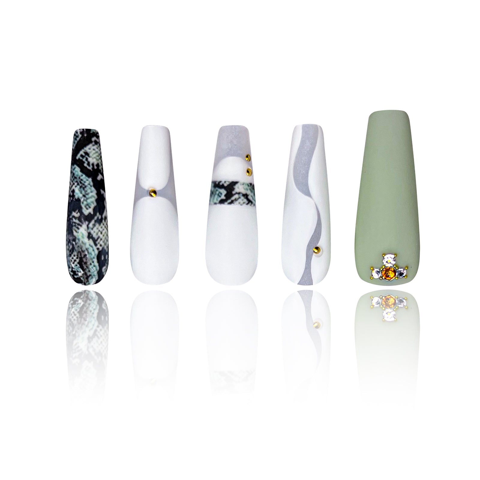 Siva Nail, Hiss, Chic, Print Matte, unghie pressate fatte a mano