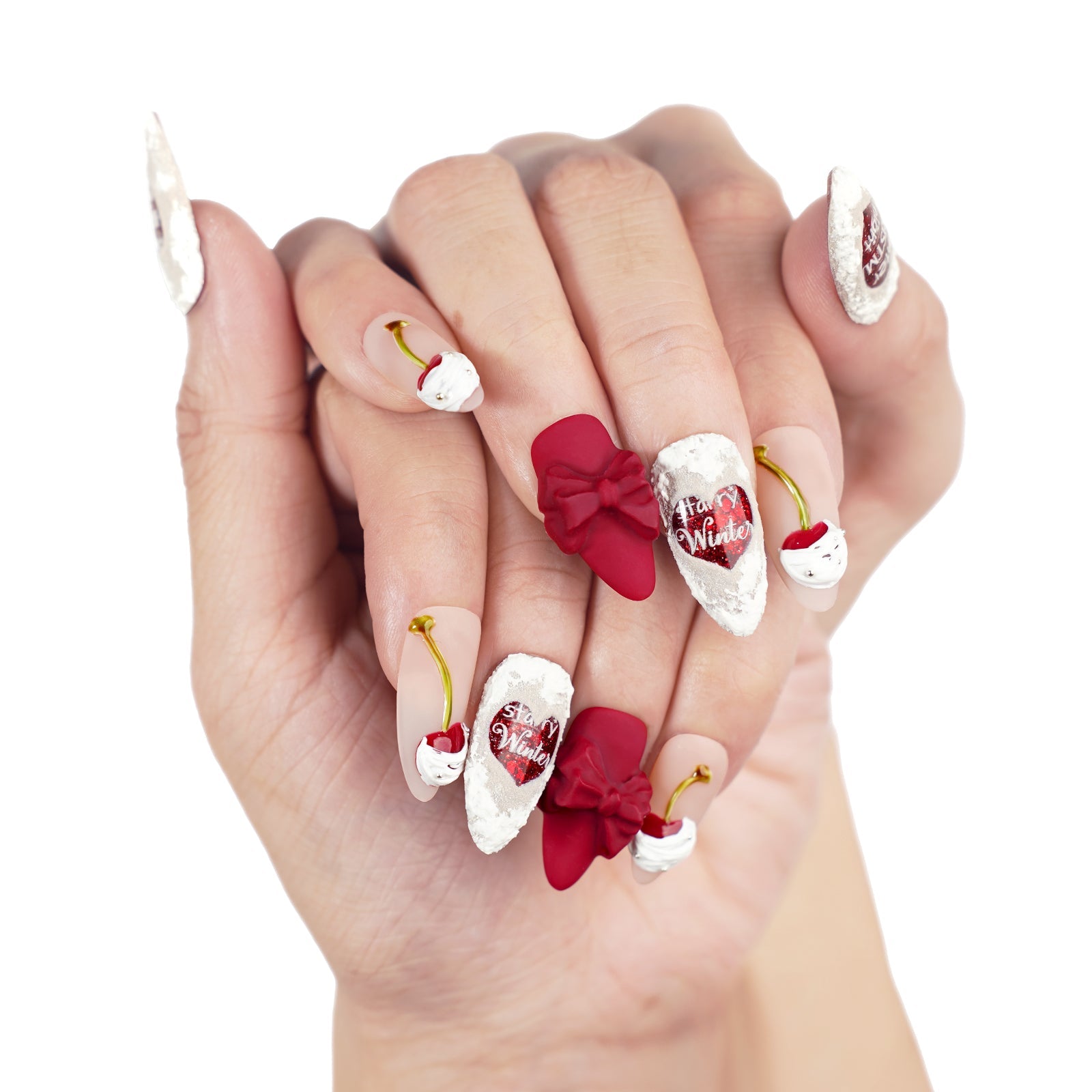 Siva Nail, Cherry Frost, unghie pressate Holiday Glam