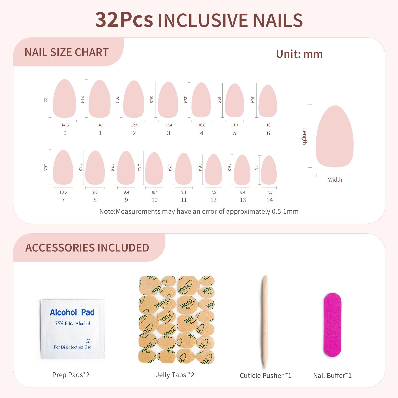 Siva Nail, Nude Ombre, 32 pezzi unghie corte a mandorla pressate