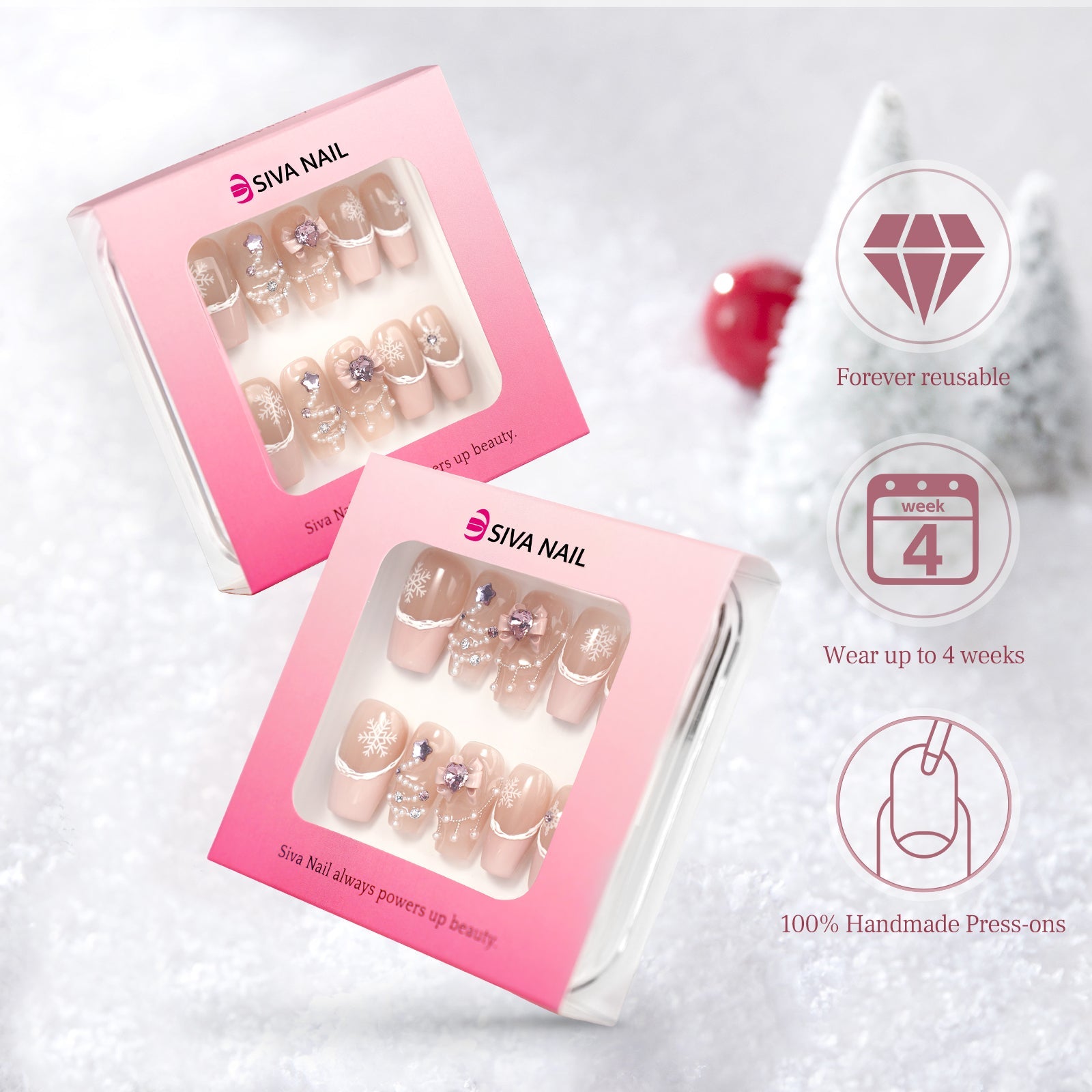 Siva Nail, Winter Glow, unghie finte Holiday Luxe