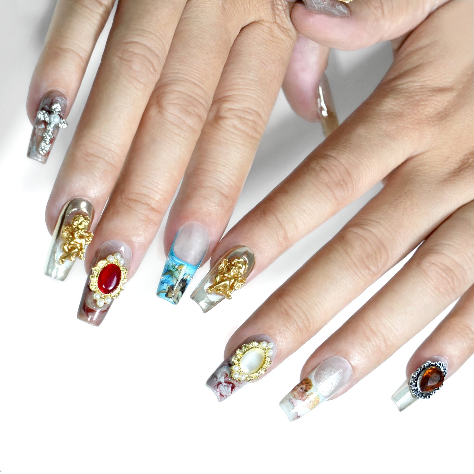 Siva Nail, Royal Opulence, Vintage Baroque, unghie finte fatte a mano