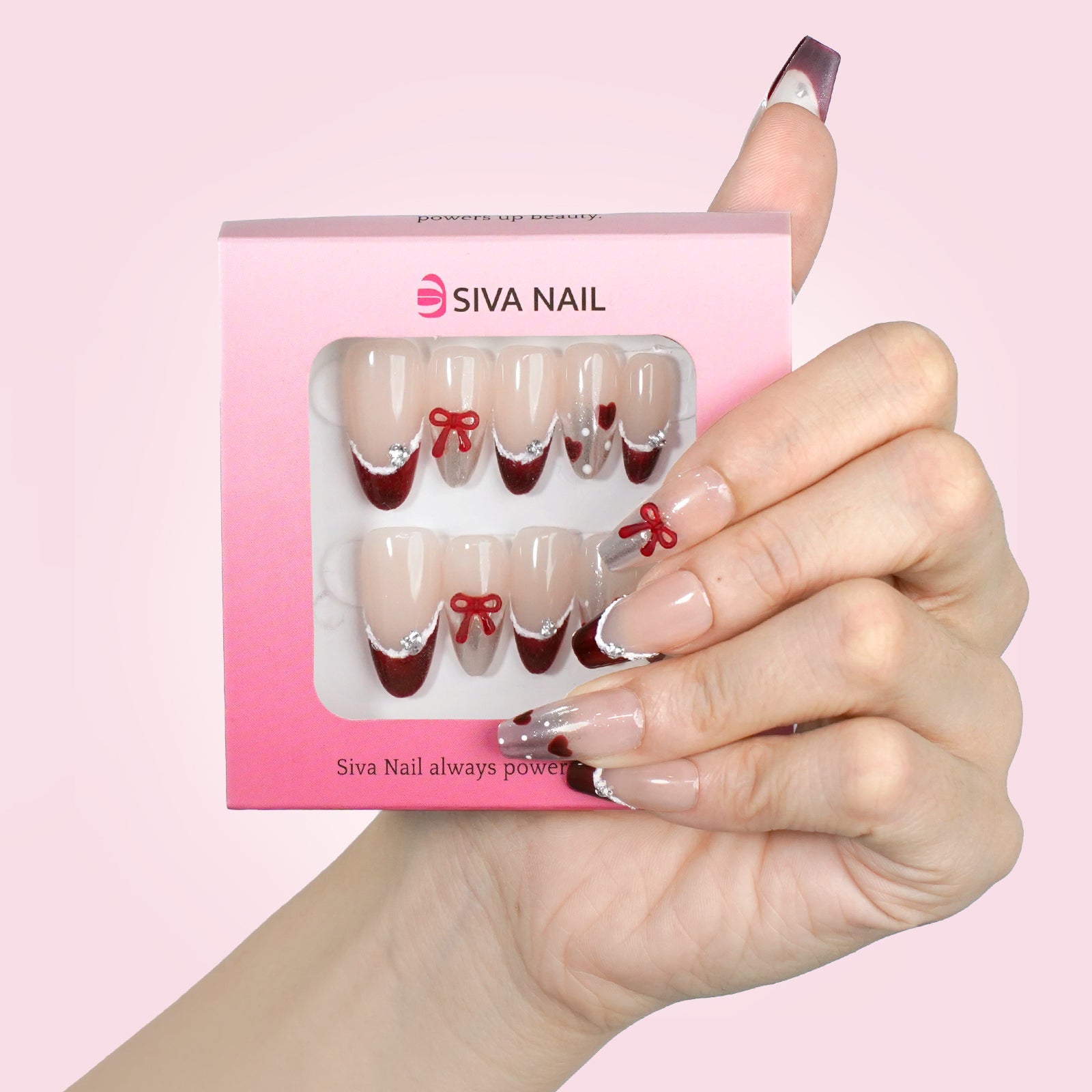 Siva Nail, fiocco scarlatto, unghie finte per San Valentino