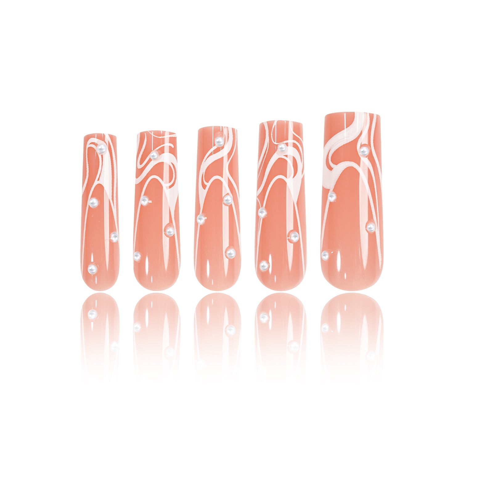 Siva Nail, Coral Tide, 24 pezzi Pearl Accent Press on Nails