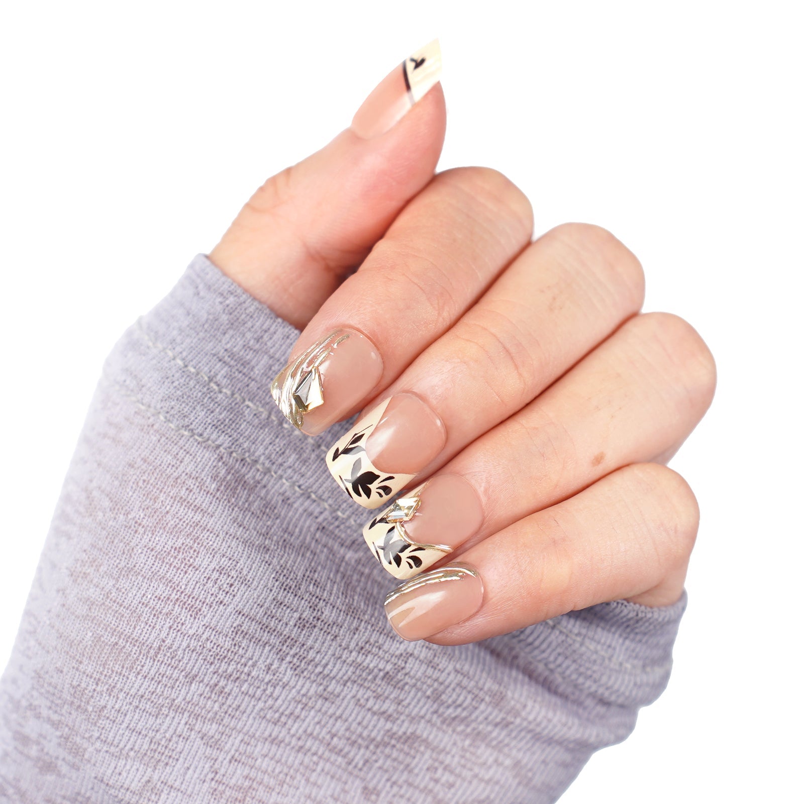 Siva Nail, Golden Branch, 24 pezzi, unghie finte botaniche