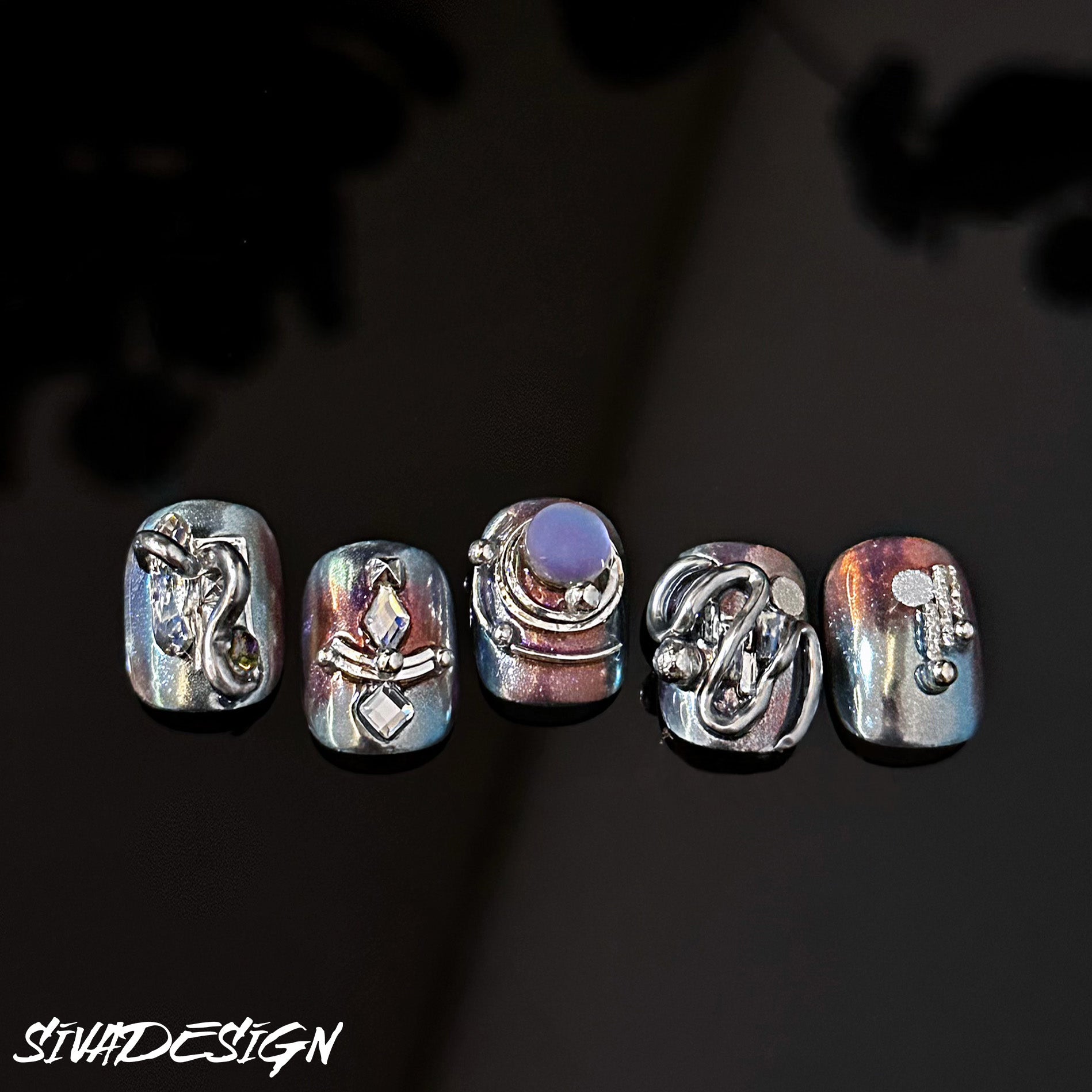 Siva Nail, Astral Allure, unghie finte Metal Starlight