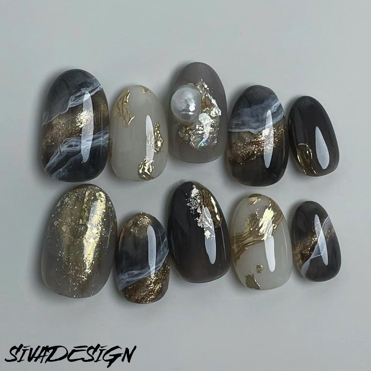 Siva Nail, Twilight Majesty, unghie finte Luxe fatte a mano